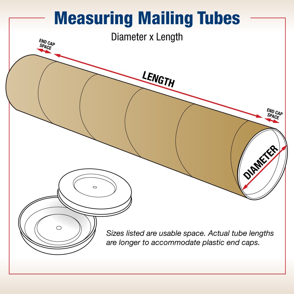 BOX USA BP4048K Mailing Tubes with Caps, 4" x 48", Kraft (Pack of 15)