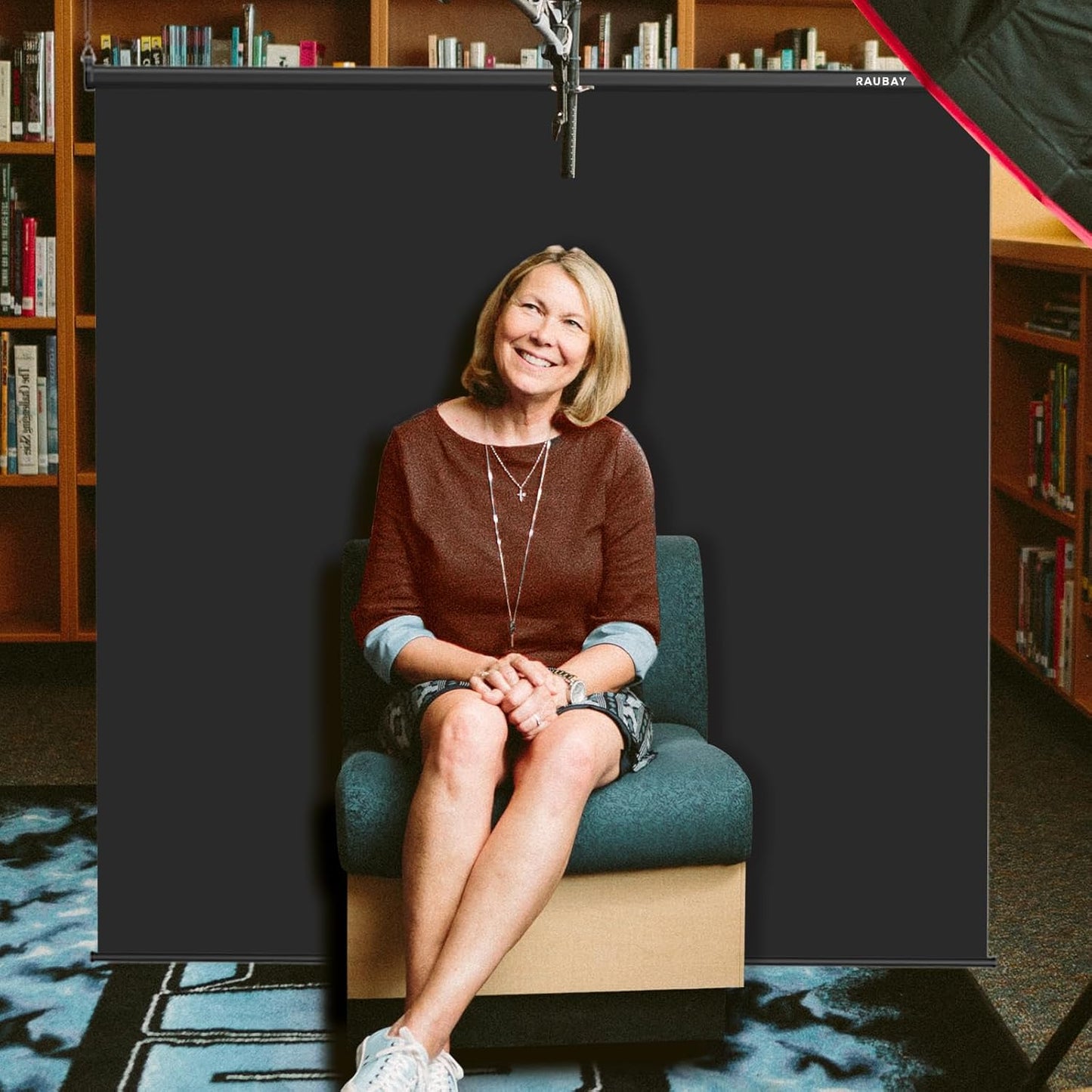 RAUBAY Retractable Pull Down Black Screen Backdrop - 78.7" x 86.6" Collapsible Wall-Mount Background for Professional Video Production, Photography, TikTok and Video Conferencing