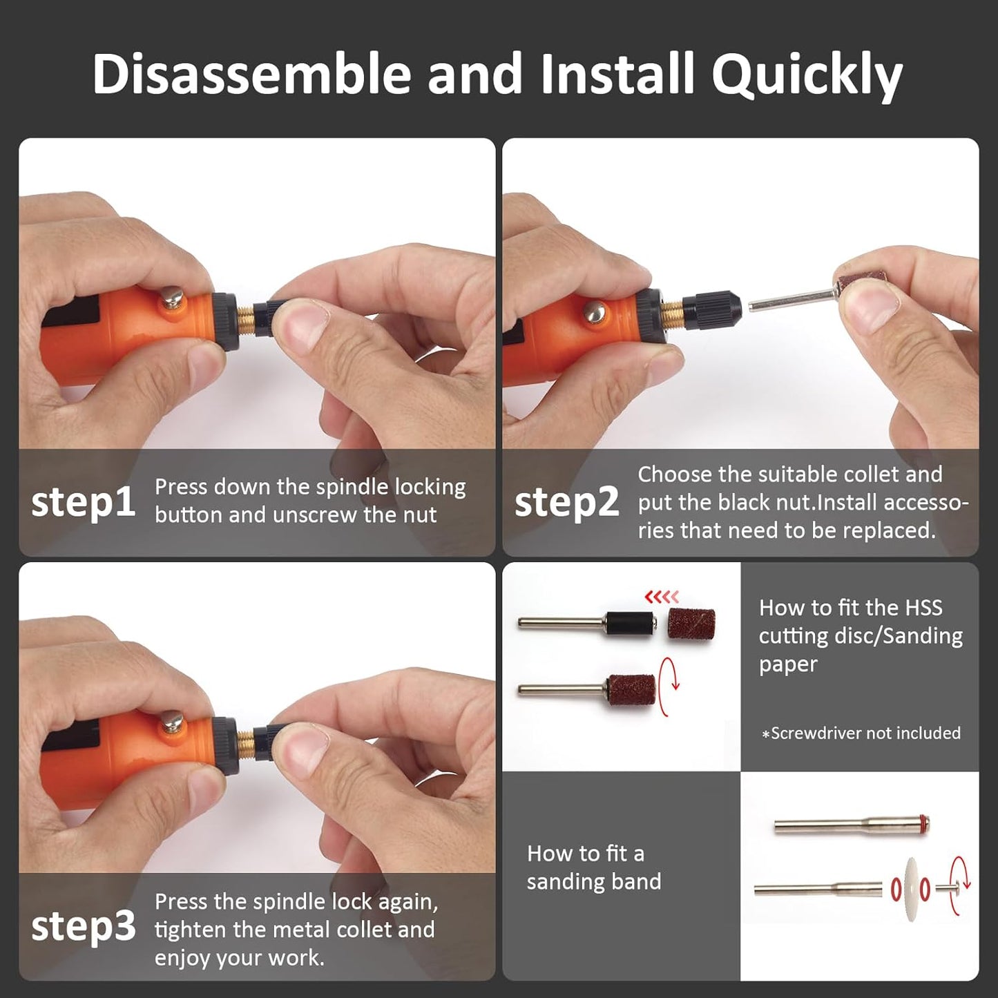Cordless Rotary Tool, 3.7V Li-ion Mini Rotary Multi-Tool Kit with Variable Speed, 42pcs Accessories Kit Electric Rotary DIY Grinder for Polishing, Cleaning and Engraving Orange
