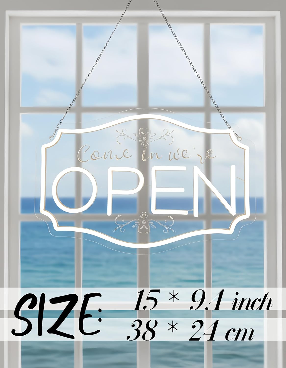 Neon Open Sign for Business， LED Adjustable Brightness Light Up Sign for Bar Slaon Stores Cafes Restaurant Hotel Storefront Window We are Open Signs