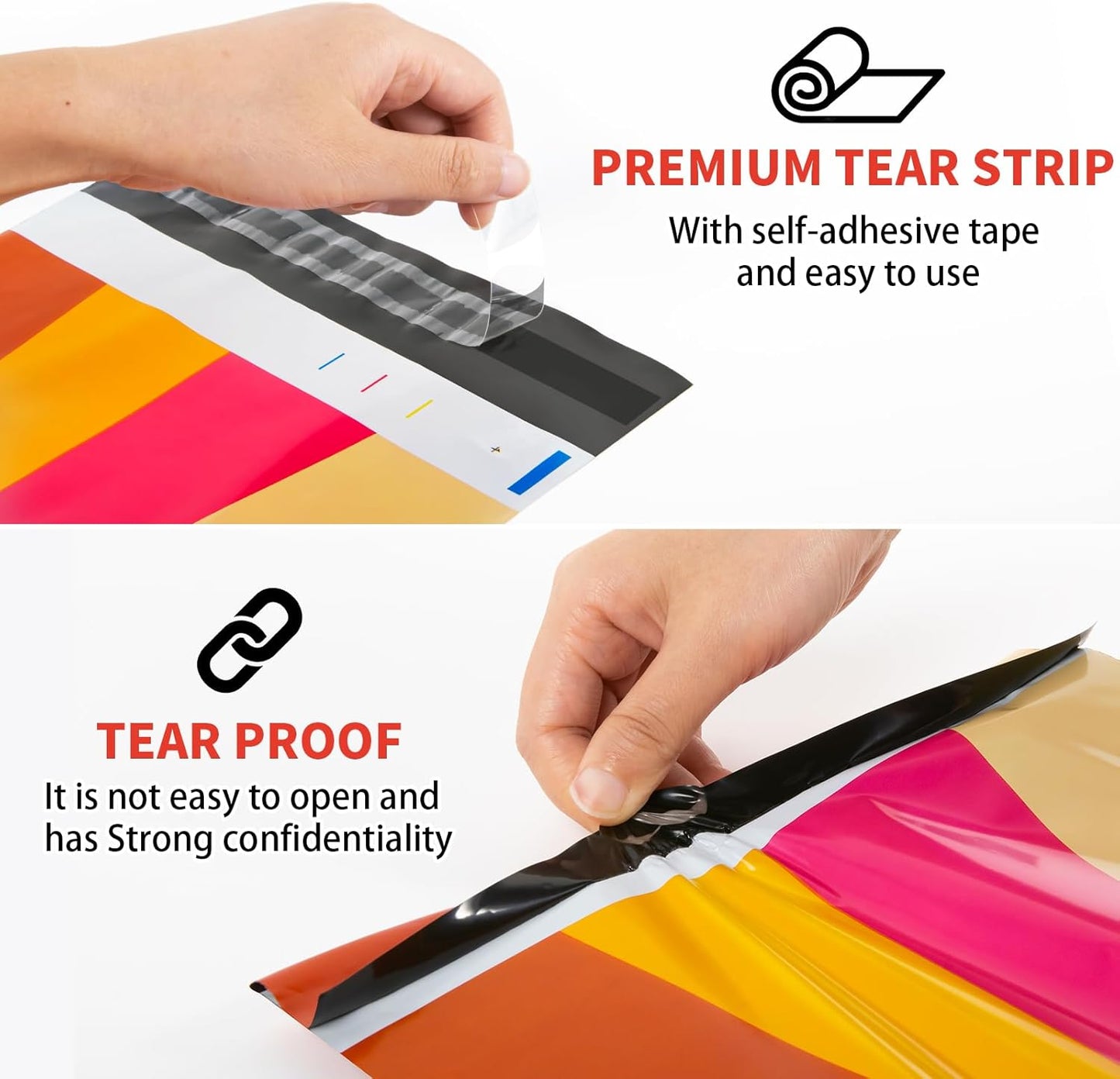Oududianzi Poly Mailers 10x13, 100Pack Shipping Bags, Plastic Packaging Bags, Self-Seal Polymailers, Mailers Poly Bags, Package Bags for Small Business and Clothing - Rainbow