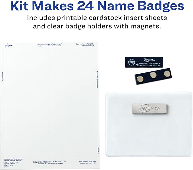 Avery Customizable Name Badges, Magnet Style, 24 Total - Image 3