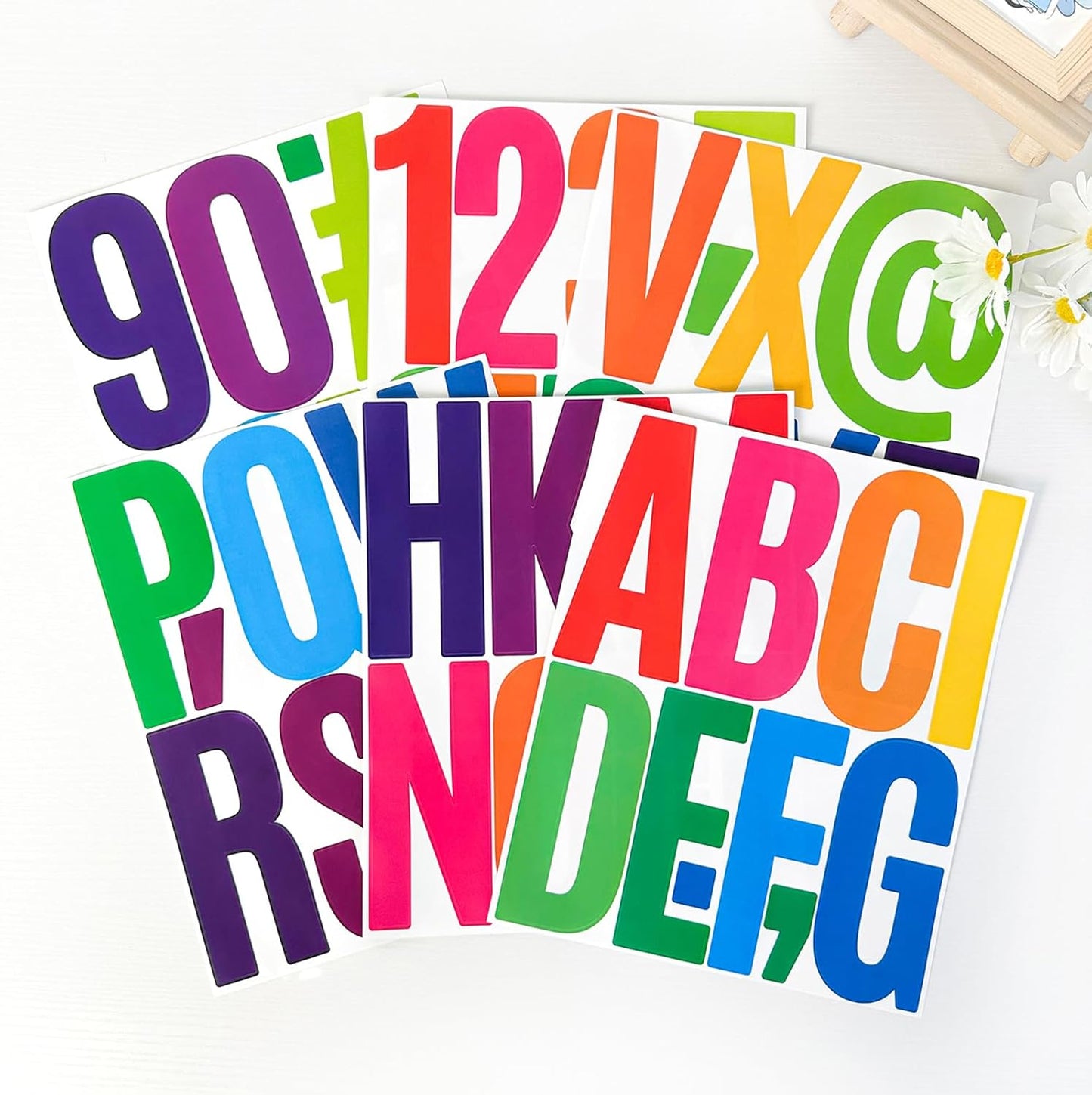 305 Pcs Waterproof 5" Vinyl Alphabet & Number Stickers - Self-Adhesive for Mailboxes, Windows, Doors, Signs, Vehicles, and More (Colored, 5 Inch)