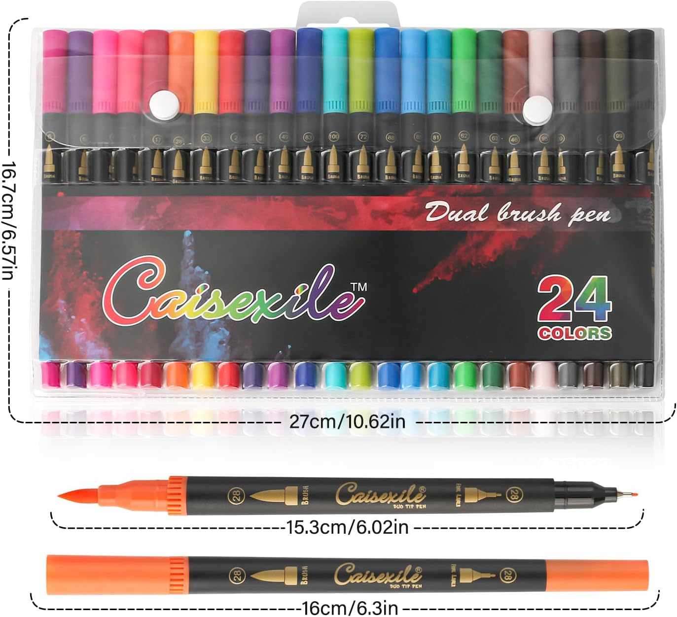 24 Colors Duo Tip Pen Art Markers, Artist Fine & Brush Tip Marker Coloring Markers for Adult Coloring Books Journaling Note Taking Lettering Calligraphy Drawing Pens Supplies