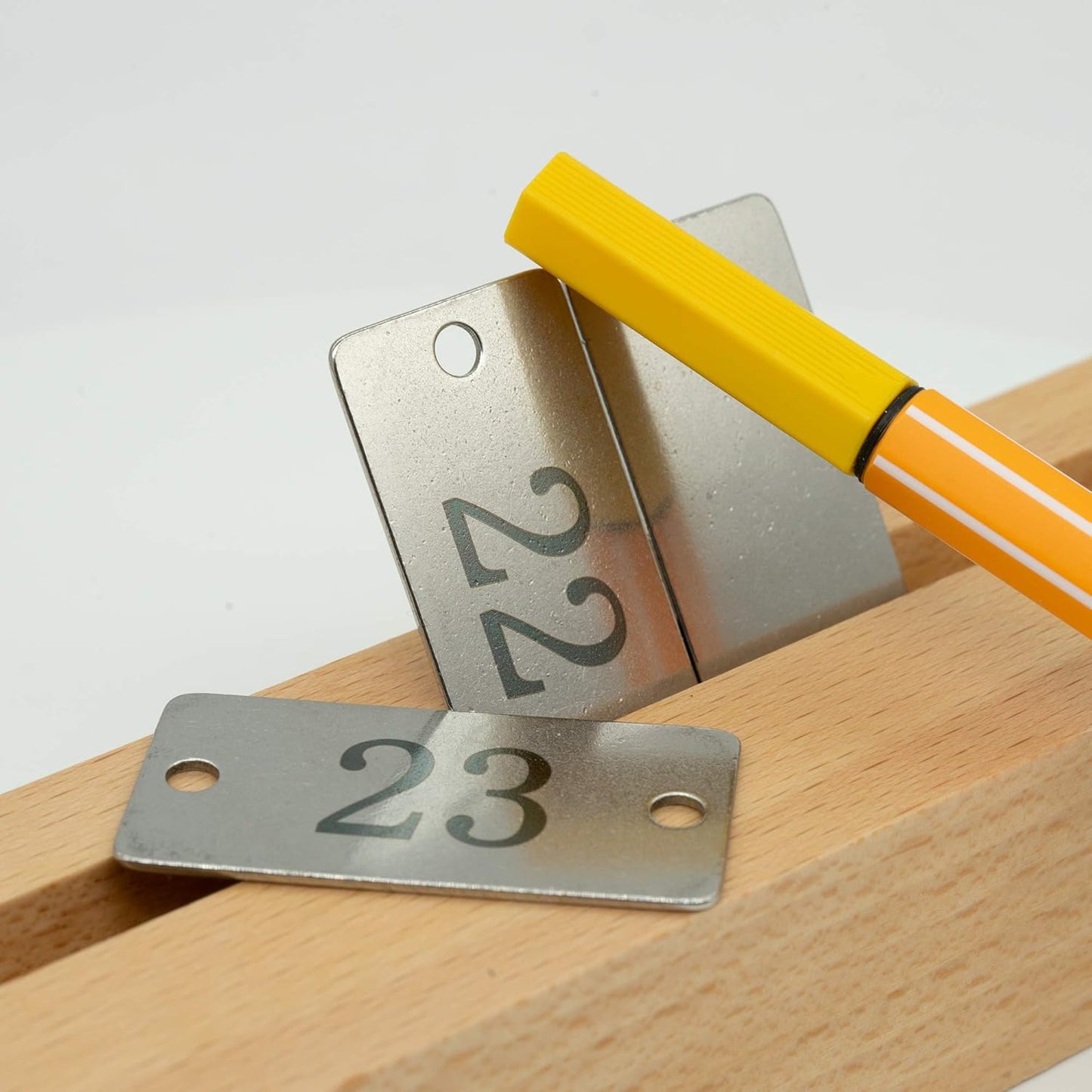 StayMax Stainless Steel Rectangle Numbered Tags with Two Holes (1-10)