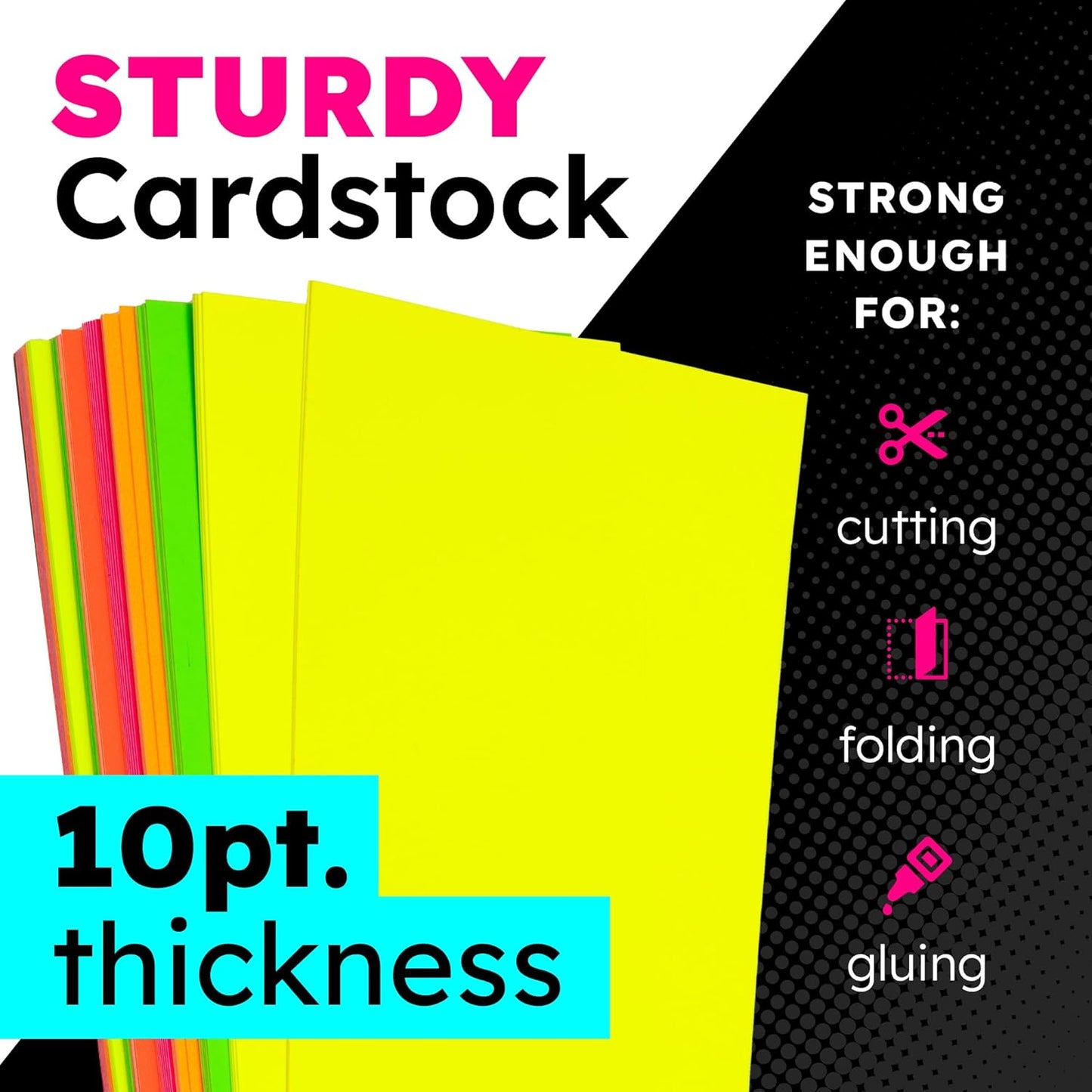 Hygloss Medium Poster Board 11x14 - 50 Assorted Neon Color Poster Boards Bulk Pack - 10 Pt. Thickness Colored Poster Board Paper for Projects, Signs, Displays - Posterboard Multipack 11" x 14"