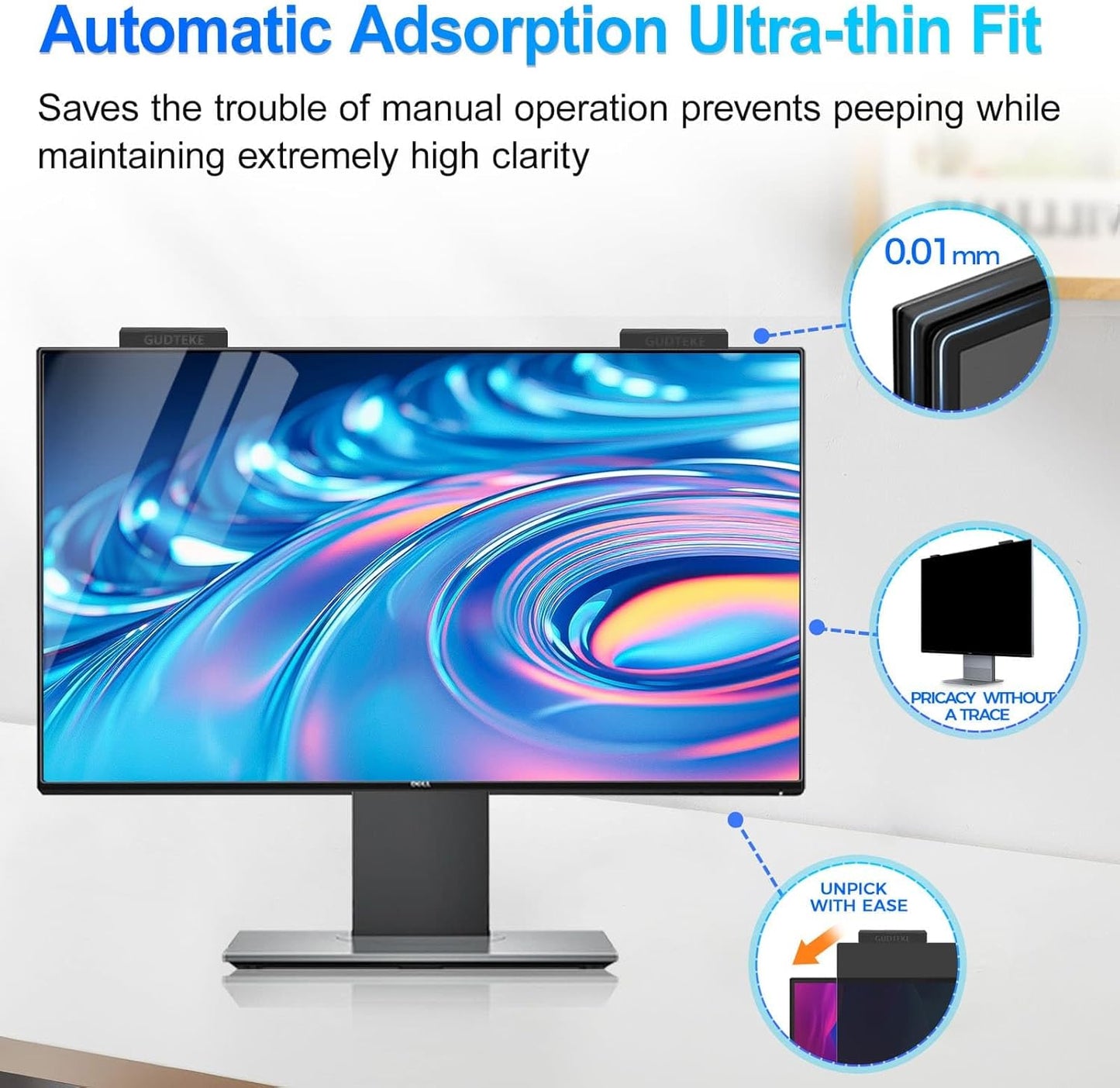Magnetic 24 Inch Privacy Screen for Computer Monitor 16:9 Aspect Ratio, Hanging Removable Anti-Blue/Glare Protector Film, Anti Spy Desktop Security Private Filter 24in