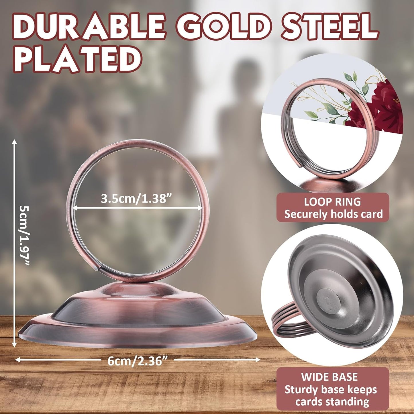 24 Pcs Table Number Holders Metal Place Card Holders Table Number Stands Tabletop Menu Sign Stands for Wedding Restaurant Recipe Banquet Birthday(Antique Copper)