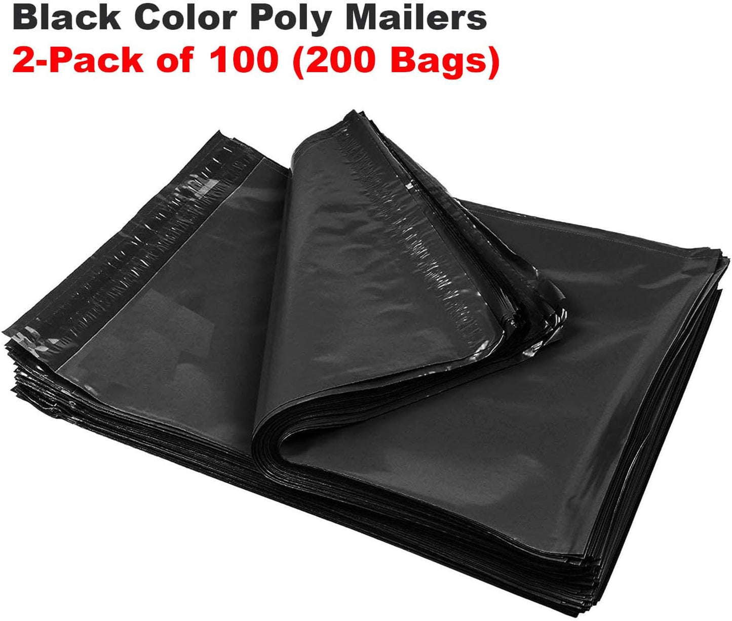 iMBAPrice 200-Pack Black Poly Mailers 12x15.5 Inch #5 Color Poly Mailing Shipping Envelopes Bags, Self Seal Adhesive Waterproof and Tear Proof (Total 200 Bags)