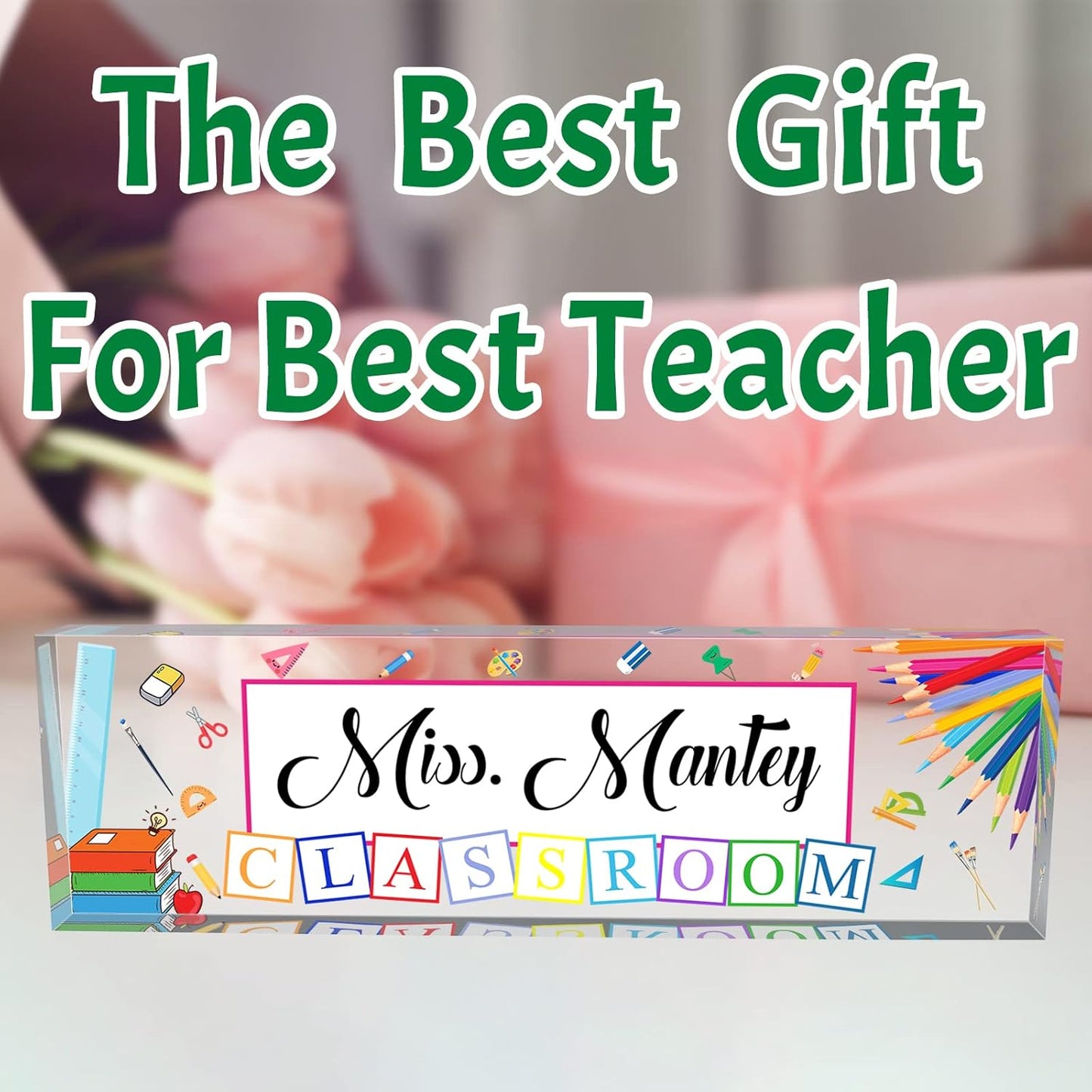 Desk Name Plate Personalized Custom Name Plaque sign for Desks Office Customized Desk Plate Acrylic Block Decor Gift 8x2.5 inch