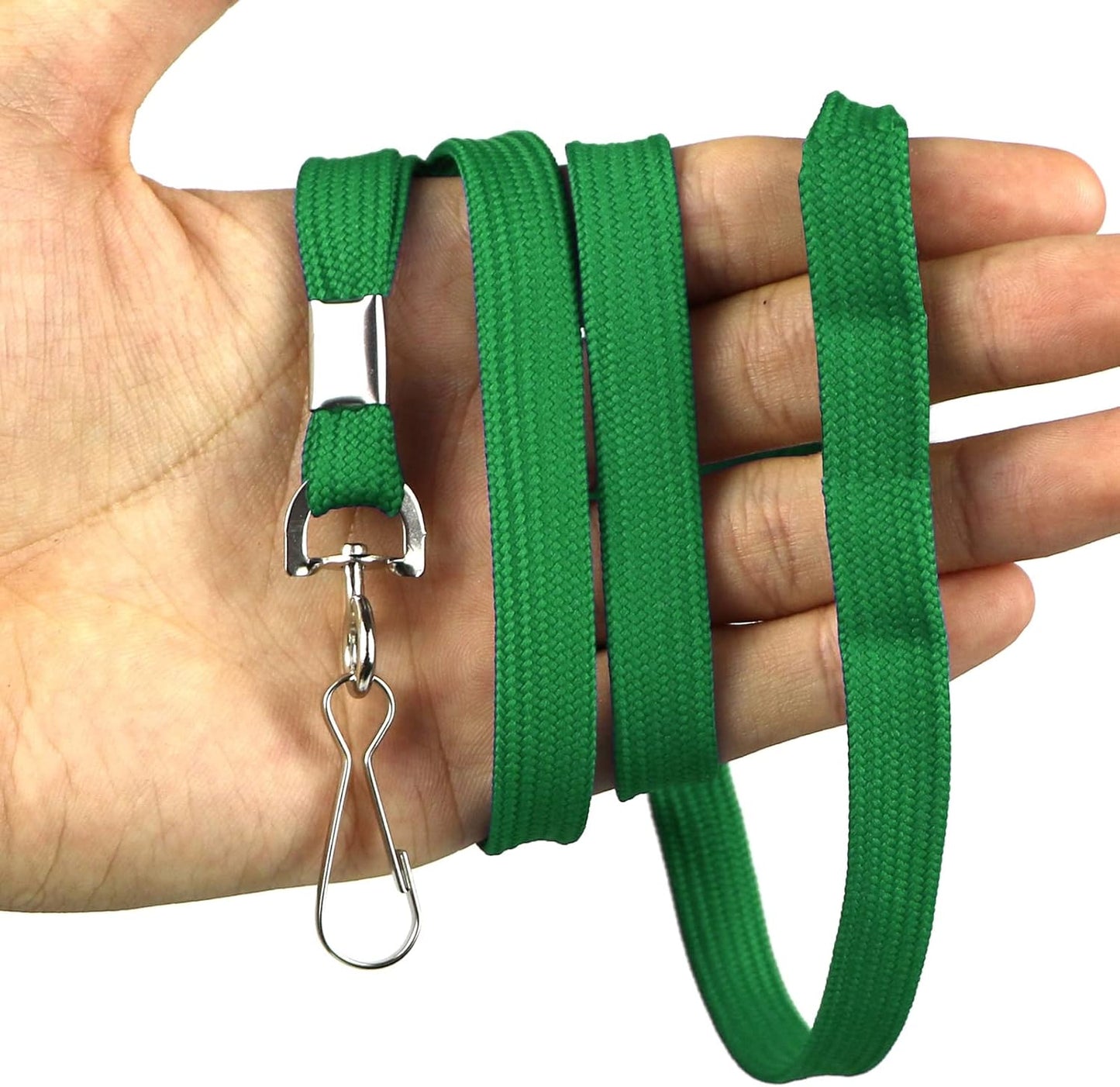 Beebel Lanyards 100 Pack Green Lanyards with Swivel Hook Clips for ID Name Badge Holder
