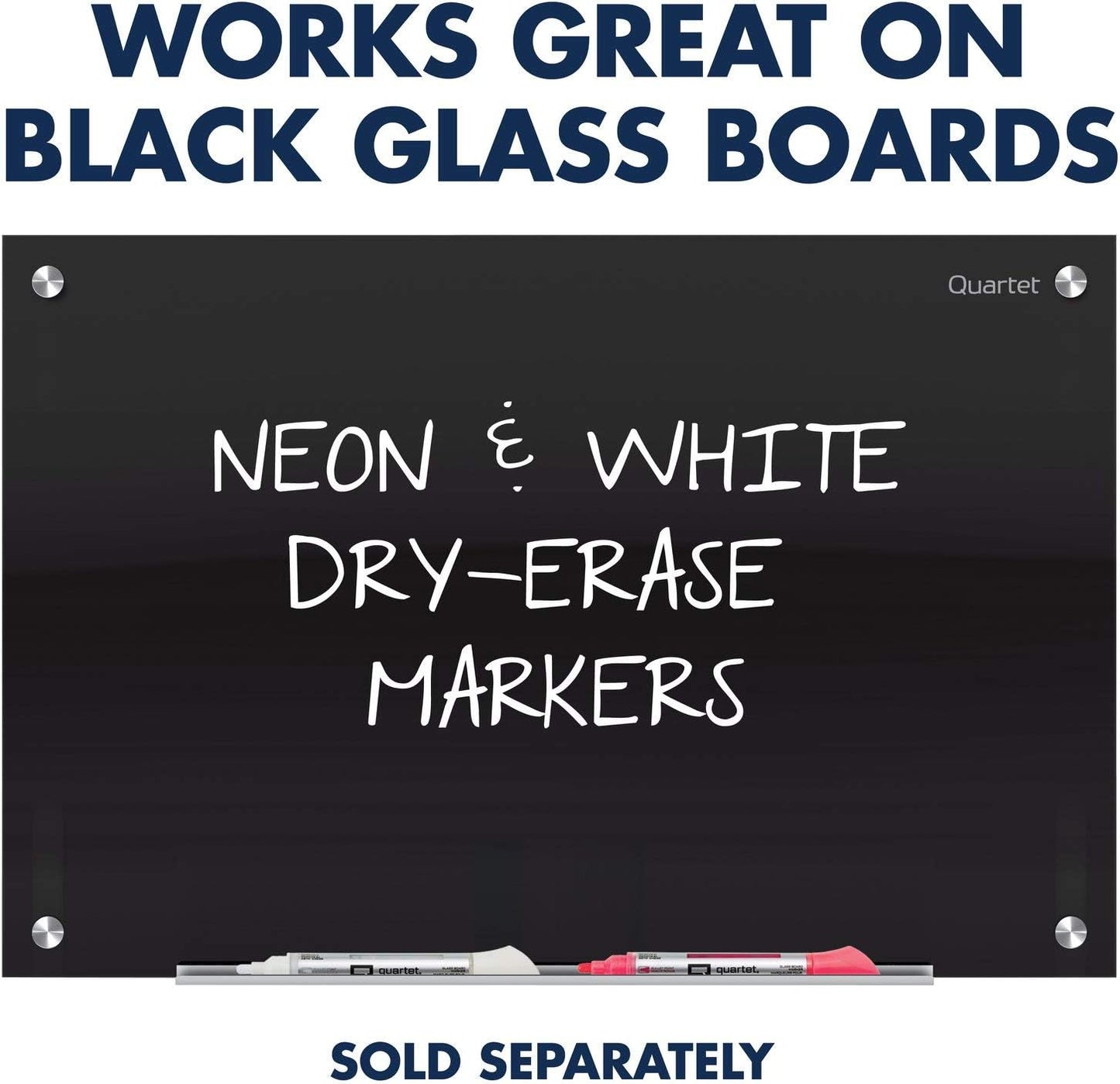 Quartet Glass Dry Erase Markers, Whiteboard Markers, Bullet Tip, White and Neon Colors, 6 Pack (79559Q)