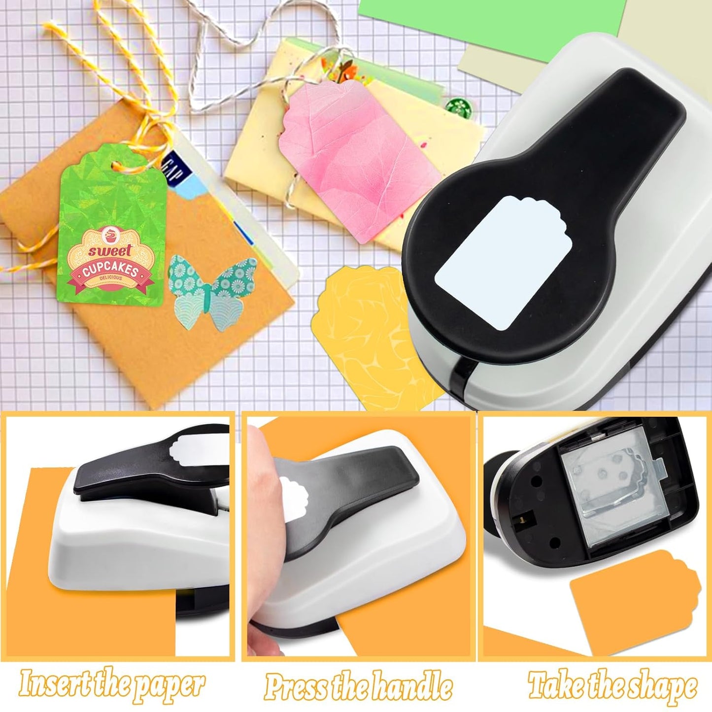 HKKYO 2 inch Tag Punch, Paper Punches, Tag Punches for Paper Crafts, Hole Puncher for Tags, Gift Tag Punch, Craft Punches for Paper Crafts, Tag Cutter Punch, tag Maker