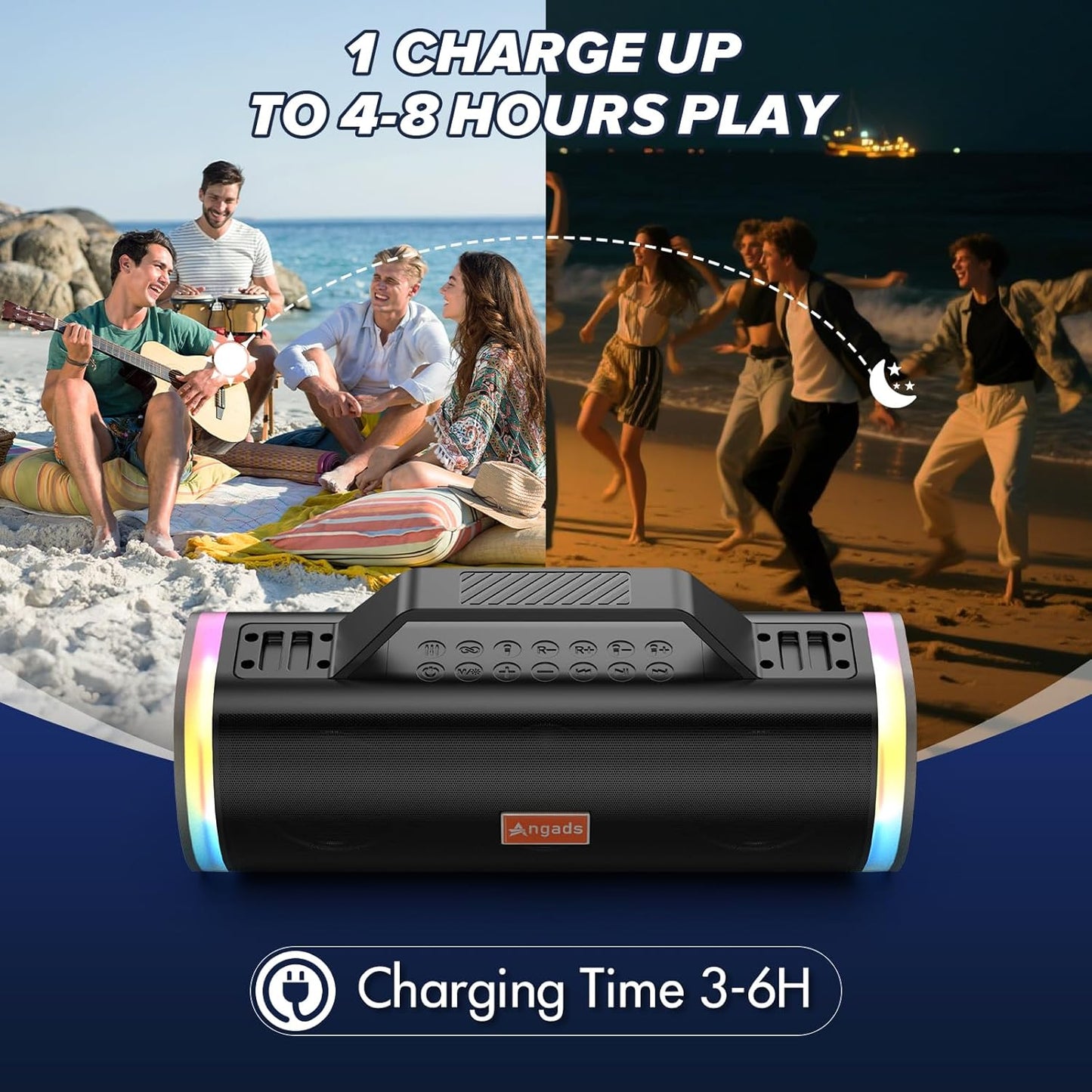 Angads Karaoke Machine with 2 Wireless Microphones Portable PA Speaker System Bluetooth 5.3 Pitch Correction & Echo Effects Multi-Connectivity (TWS/TF/USB/AUX/Live/REC) for Home Party Outdoor Events