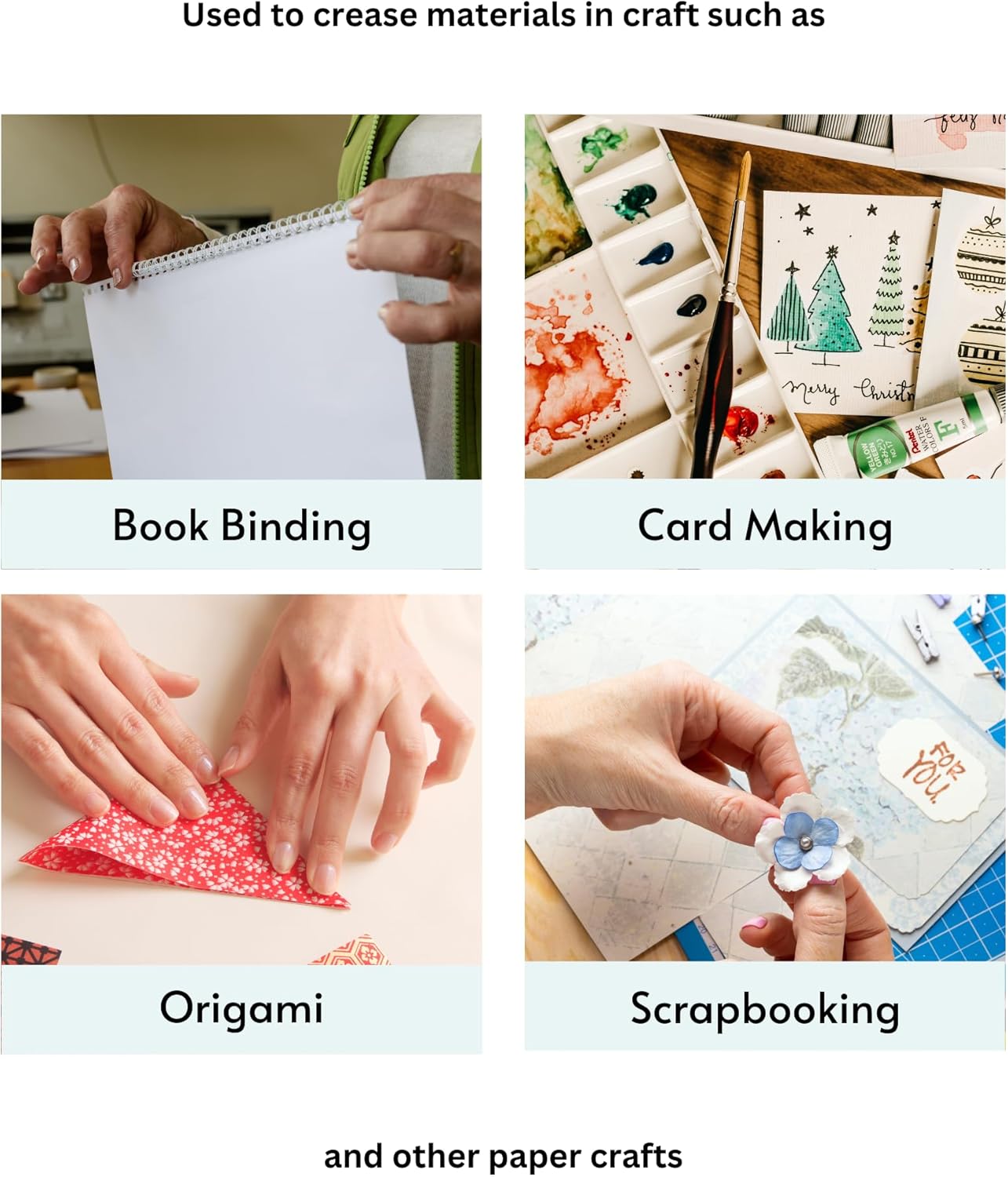 CrafTreat Teflon Bone Folder and Scoring Tool Set - Large & Ergo Square - Paper Scorer for Paper Crafting, Origami, Bookbinding - Leather Burnishing Tool - Smooth, Non Stick, Ergonomic Craft Tool