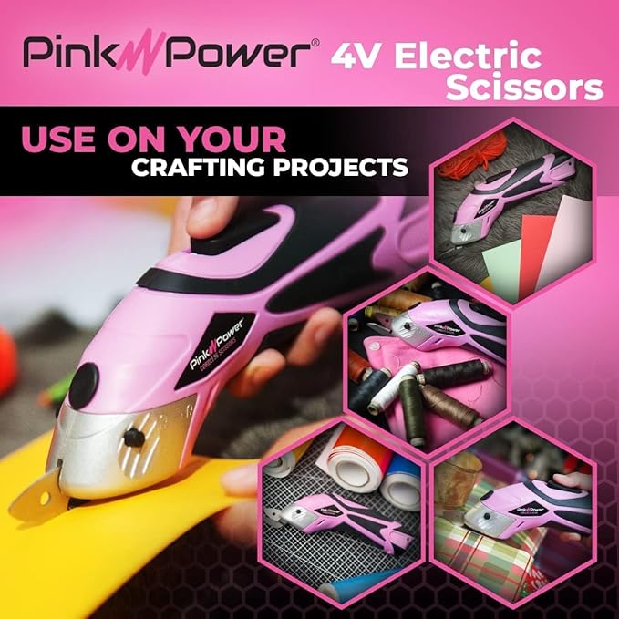 Pink Power Cordless Electric Scissors Fabric Cutter - Image 4