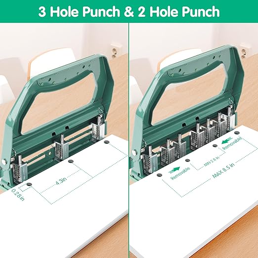 AFMAT 3 Hole Punch Heavy Duty, 9/32" Holes, 50-Sheet Hole Puncher 3 Ring - Image 3