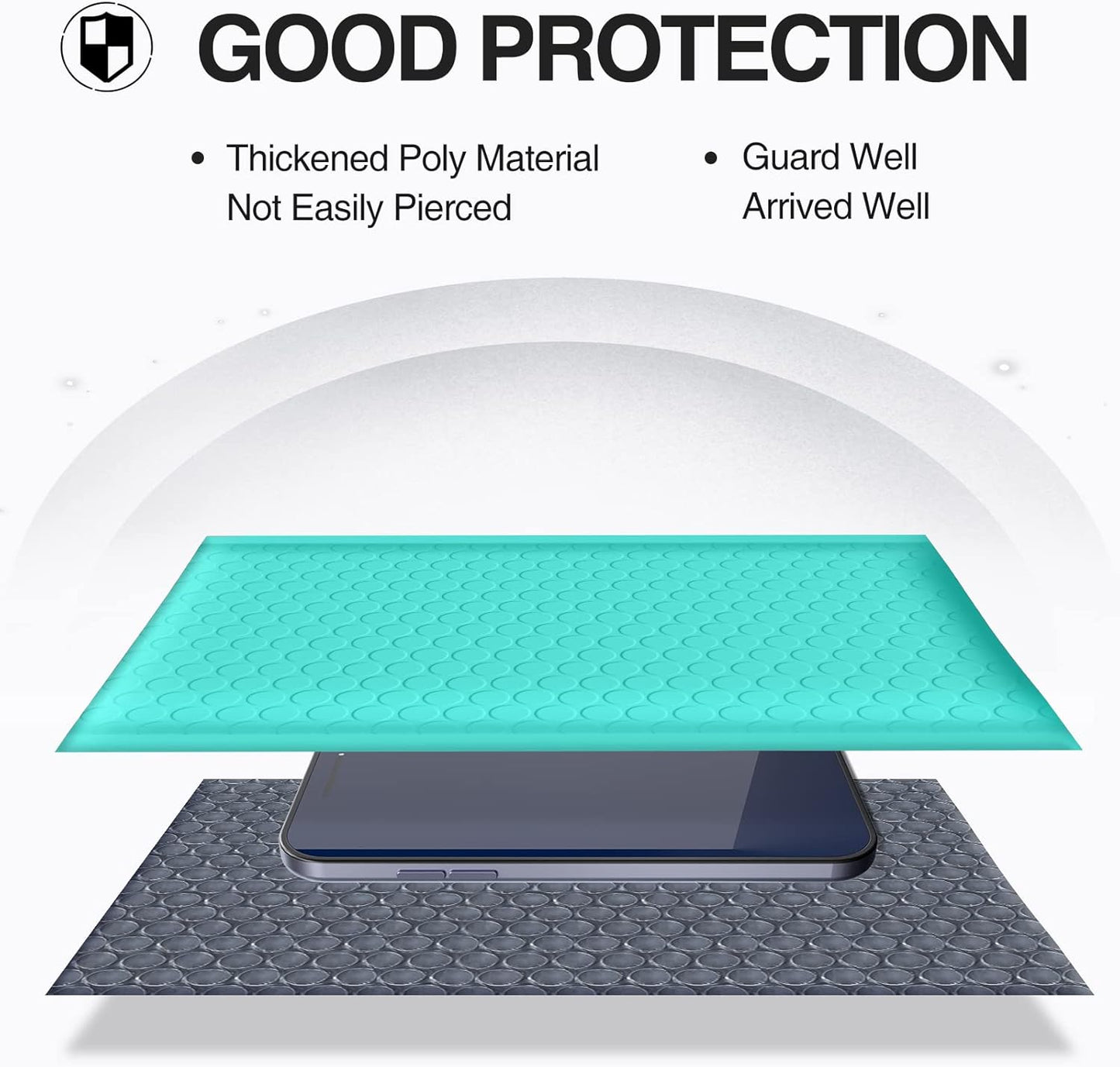UCGOU Bubble Mailers 8.5x12 Inch Teal 25 Pack Usable Size 8.5x11 Poly Padded Envelopes #2 Medium Mailing Opaque Packaging Postal Self Seal Waterproof Boutique Shipping Bags for Clothes Makeup