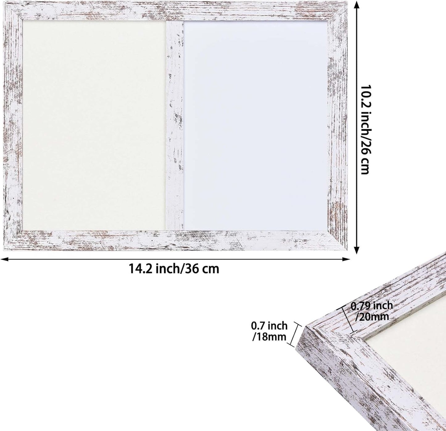 Bulletin Board Whiteboard White Felt Board Combo for Office School Kitchen Bedroom, White Wood Frame,10.2"*14.2",Whiteboard+WH-2636WH
