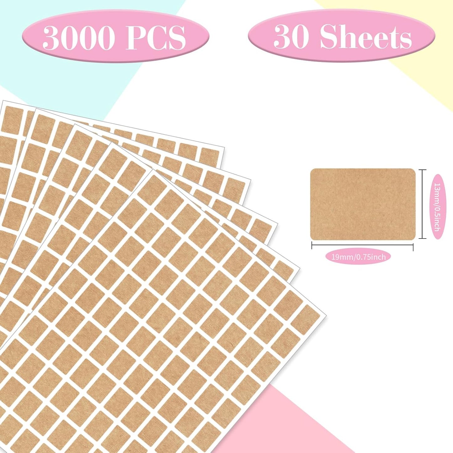 Starboling Color Coding Labels,3000 PCS 1/2" x 3/4" Kraft Paper Rectangular Label,for Garage Sale,Price Tags,File Folder Tabs（Dark）