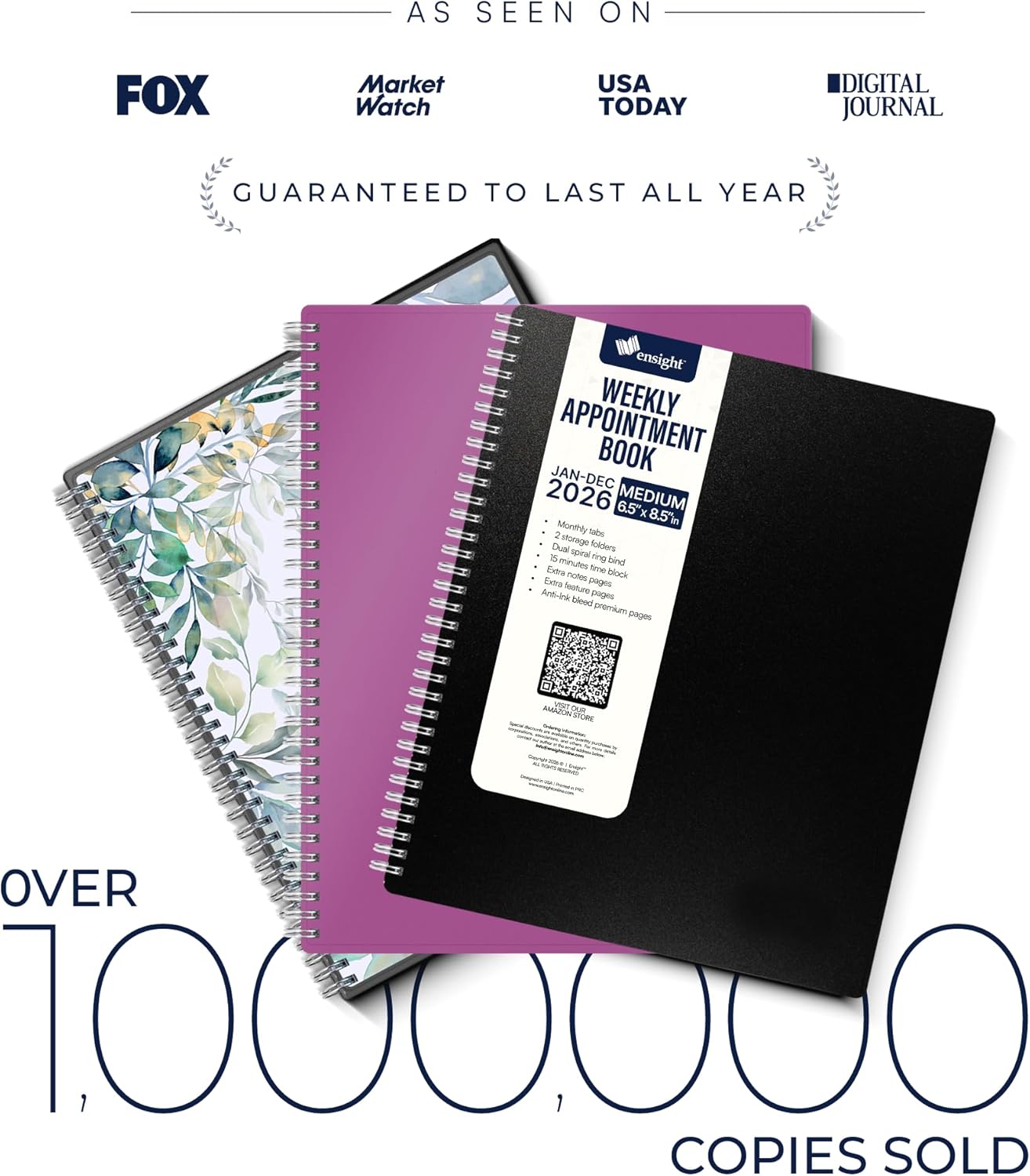 Ensight 2026 Appointment Book & Planner Ensight 6.5 x 8.5 inches Large Tabbed Daily Hourly Weekly Planner Schedule Book 30 Minute time Slots Business & Personal Planner Jan 2026 Dec 2026 Blue