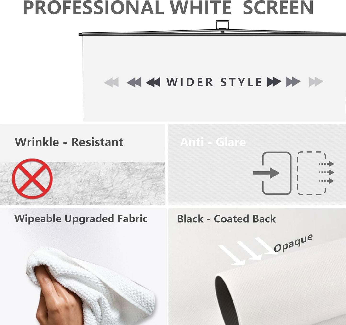 【Wider Style】 RAUBAY 78.7 x 82.7in Large Collapsible White Backdrop Screen Portable Retractable Panel Photo Background with Stand for Video Conference, Photographic Studio, Streaming