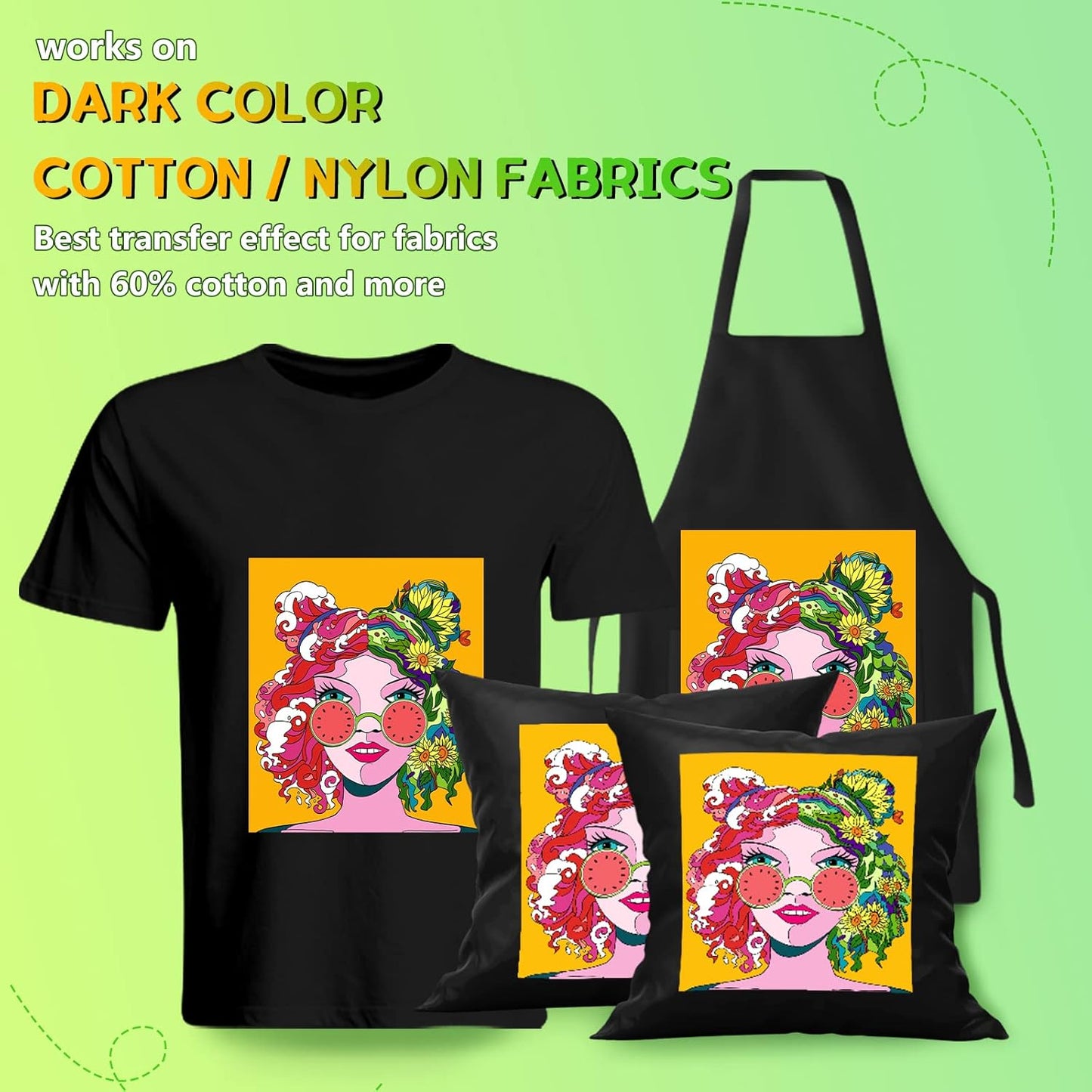 HTVRONT Iron on Transfer Paper for Dark T Shirts -50 Sheets 8.5x11" Heat Transfer Paper for Inkjet & Laser Printer, Stretchable & Durable Printable Heat Transfer Vinyl, Easy to Use