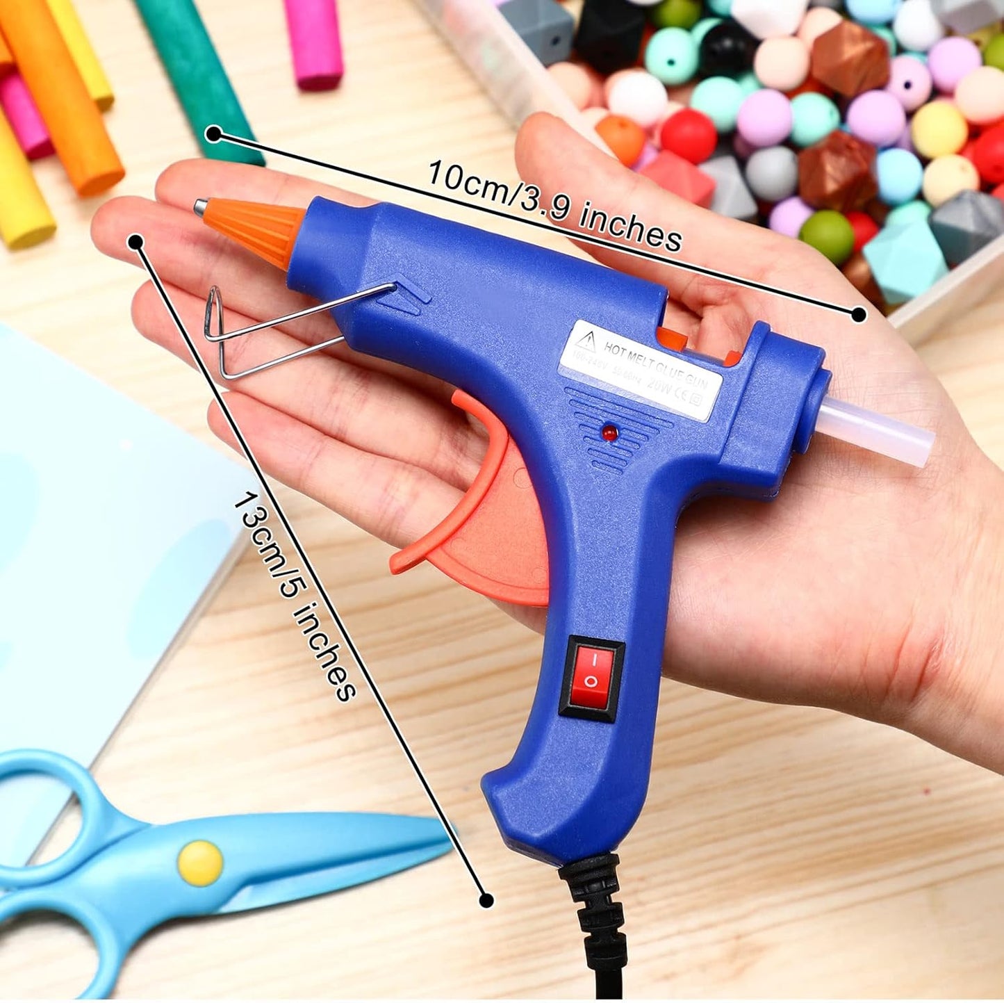 2 Pieces Mini Hot Glue Gun with 10 Glue Sticks for Class Projects Small Hot Melt Gun for Kids Low Temp Glue Gun with Rubber Protector Craft Glue Gun for DIY Arts, Sealing, Home Repairs, 20 W