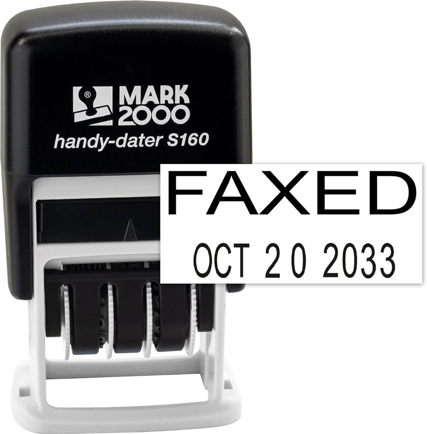 Mark 2000 Self-Inking Rubber Date Office Stamp with Faxed Phrase & Date - Black Ink (Handy-Dater S160), 12-Year Band