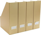 BLU MONACO | Gold Cardboard Magazine File Holder Set of 4 | Vertical Magazine by Blu_Monaco