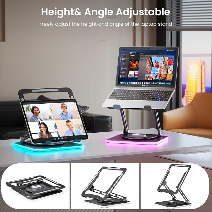 JOYEKY RGB Laptop Stand for Desk, Adjustable Ergonomic Laptop Riser - Image 7