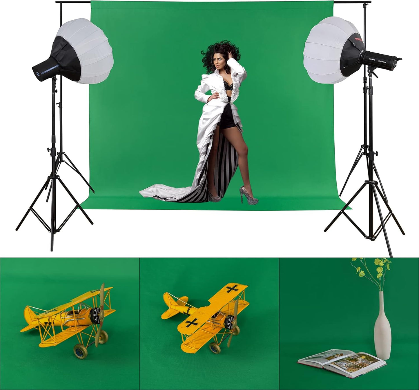 Joccun 7X10FT Green Backdrop Background for Photography,Polyester Backdrop Curtain Background Screen for Photography,Photoshoot,Video Recording,Studio(7X10ft,Green)