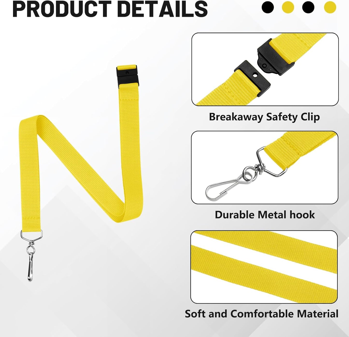12-Pack Breakaway Lanyards for Badge Holders, Polyester Neck Straps for ID Cards, Keys, Office, School & Events