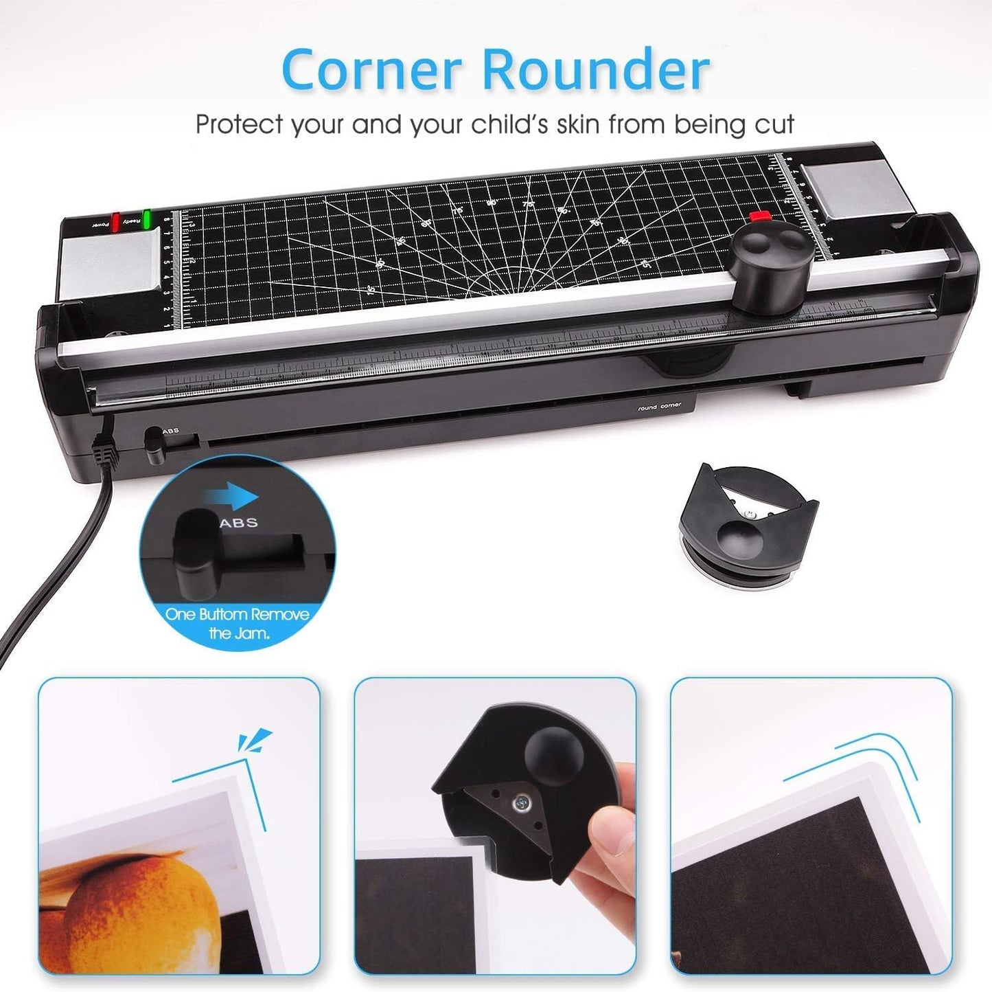 Laminator Machine for A3/A4/A6, YE381 13inch Thermal & Cold Laminating Machine for Home Office School Teacher Use with 50 Pouches, Paper Trimmer and Corner Rounder