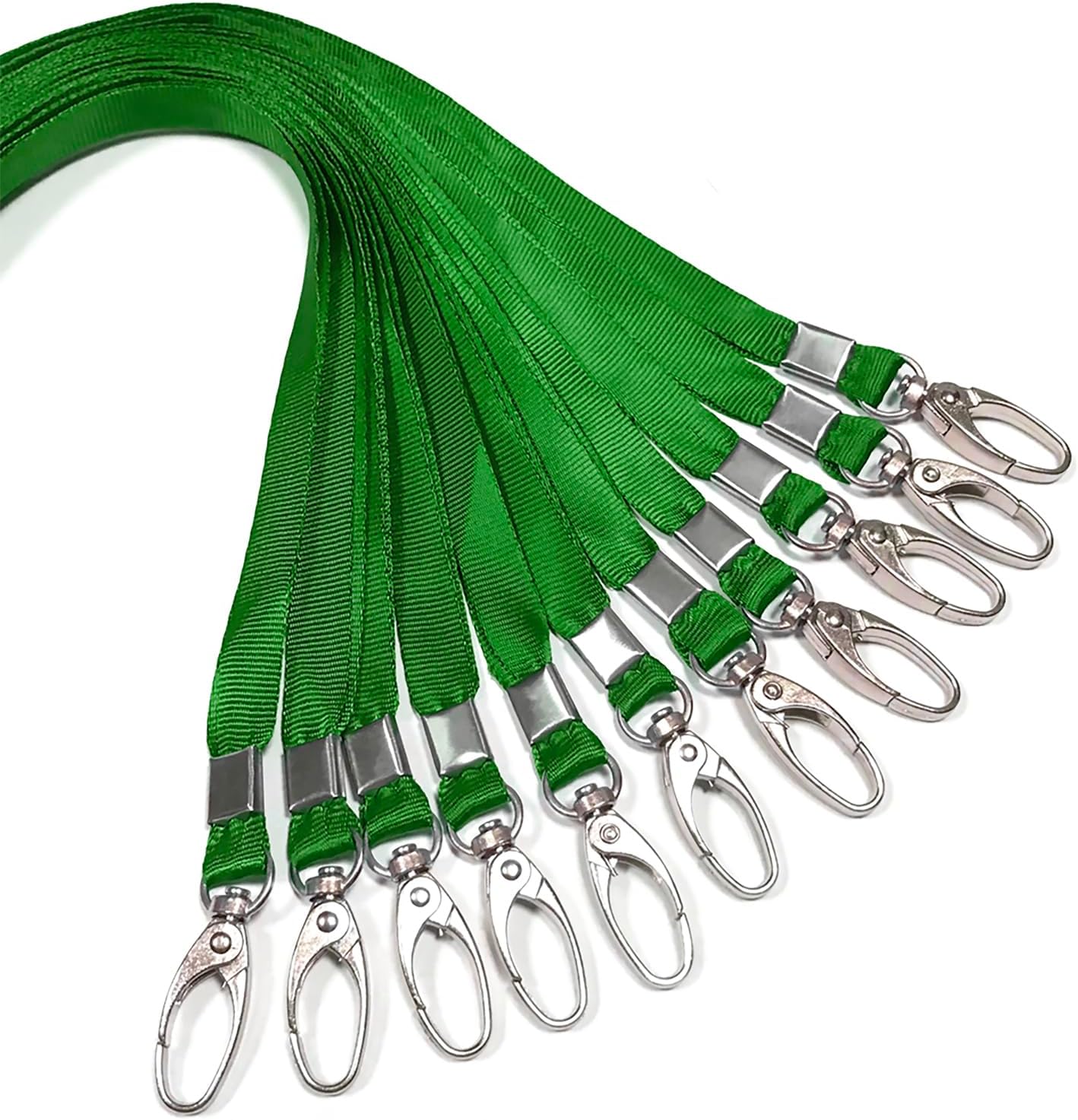 50 Pcs Lanyards Green Lanyard for Id Badges Nylon Lanyard Bulk Clip Swivel Hook for Office Id Badges Key Chains