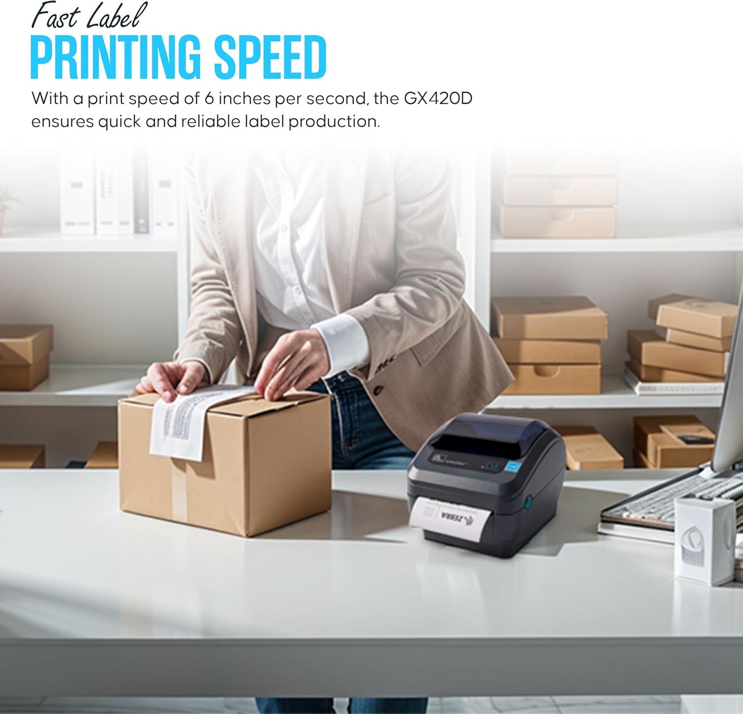 GX420D Zebra Direct Thermal Label, Receipt & Barcode Printer - 1 Year Warranty - with USB 2.0 Cable, 4x6 Label Roll, 24V & Microfiber Cleaning Cloth - Parallel Connectivity (Renewed)