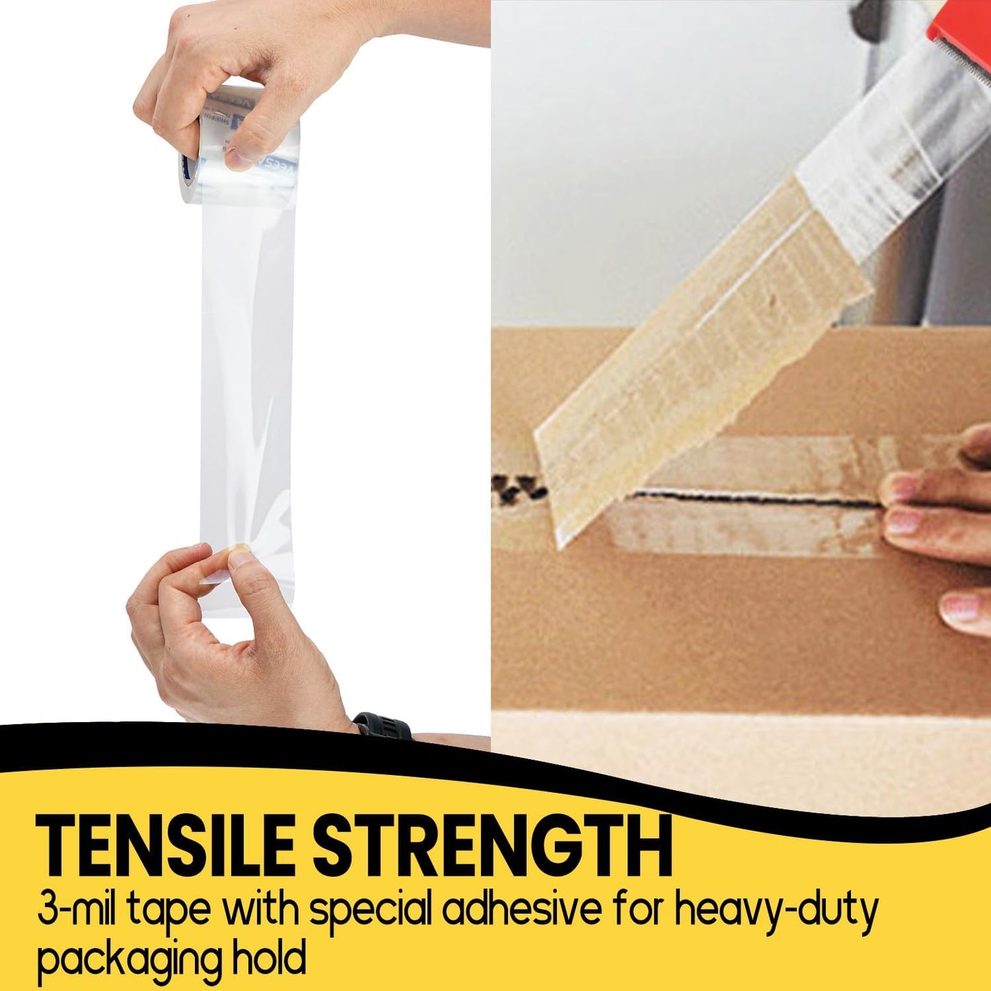 Shipping Packaging Tape, 12 Dispensered Rolls, 1.88" x 22.2 yd, 3 mil Thick, Designed for Packing, Shipping and Mailing,1.5" Core, Clear