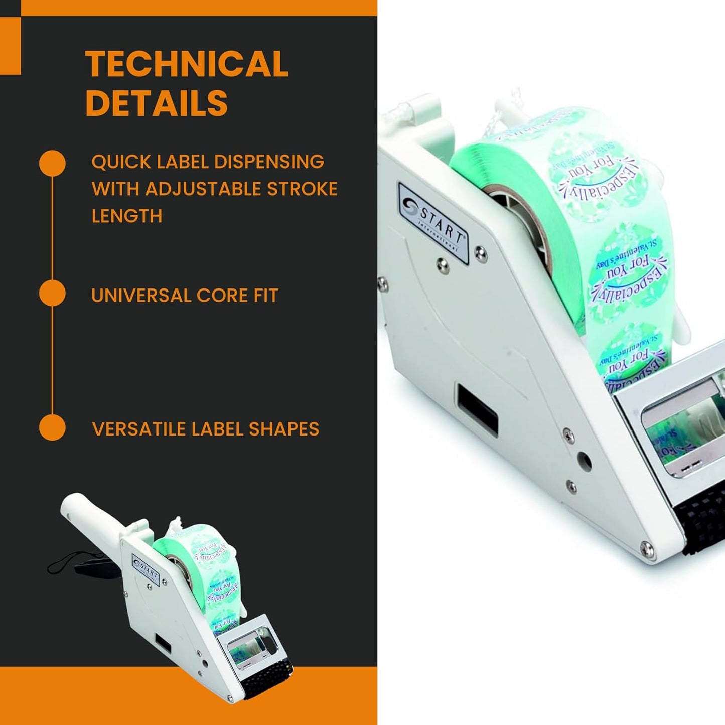Start International - LAP65-60 - Label Dispenser - Manual Label Applicator - Handheld Die Cut Small Labels Tool - 1-2.36 Inch - Narrow Width