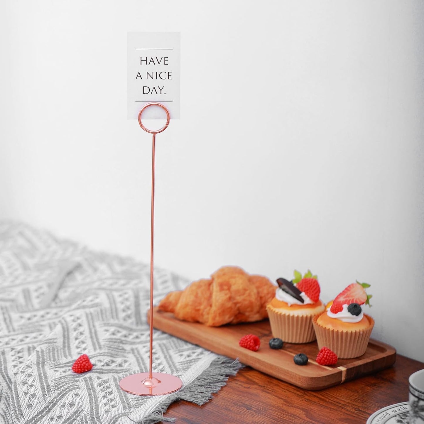Urban Deco 16PK Table Number Holders Place Card Holders 12 Inch Table Card Holders Steel Card Holders for Photos, Food Signs, Memo Notes, Weddings, Restaurants, Birthdays (Rosegold)