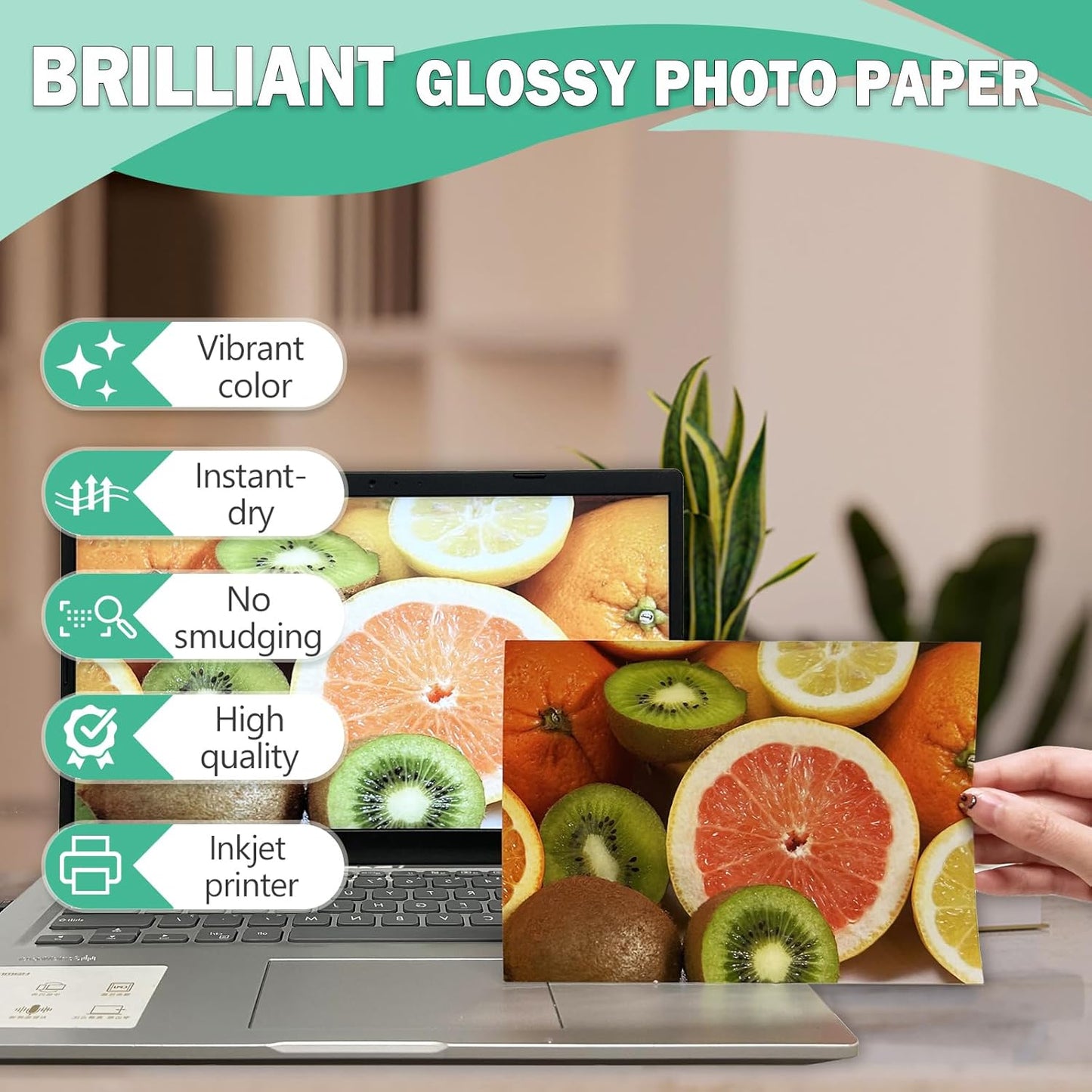 5x7 Glossy Photo Paper for Inkjet Printer, Thin Glossy Photo Paper for Chip Bags, 5R Photo Paper 36 lb, 100 Pack