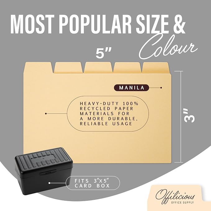 Index Card Dividers 3x5" — 100 Pcs of Cardboard Alphabet Dividers - Image 3
