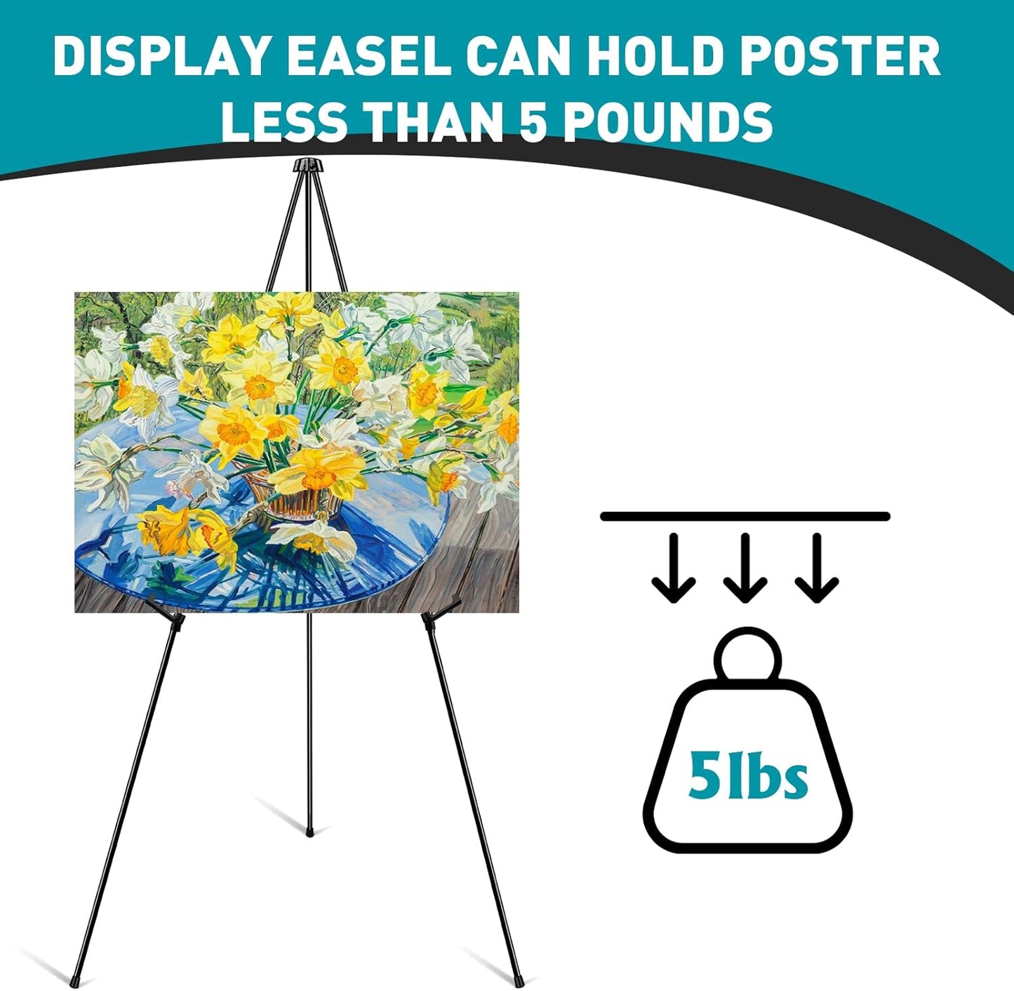ESRICH 63" Display Easel Stand for Wedding Sign, Portable Foldable Metal Easel, Lightweight Metal Easels for Signs Wedding Logos,Arts, Painting,Adjustable Floor Easels with Storage Bag (16Pack)