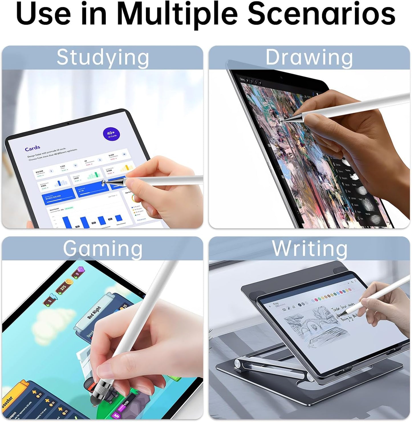 Bopomofo Stylus (5 Pcs), 2-in-1 Stylus Pen for Touchscreen, High Precision and Sensitivity, Suitable for iPhone/ipad/Android Tablets, Compatible with Touch Screens,White