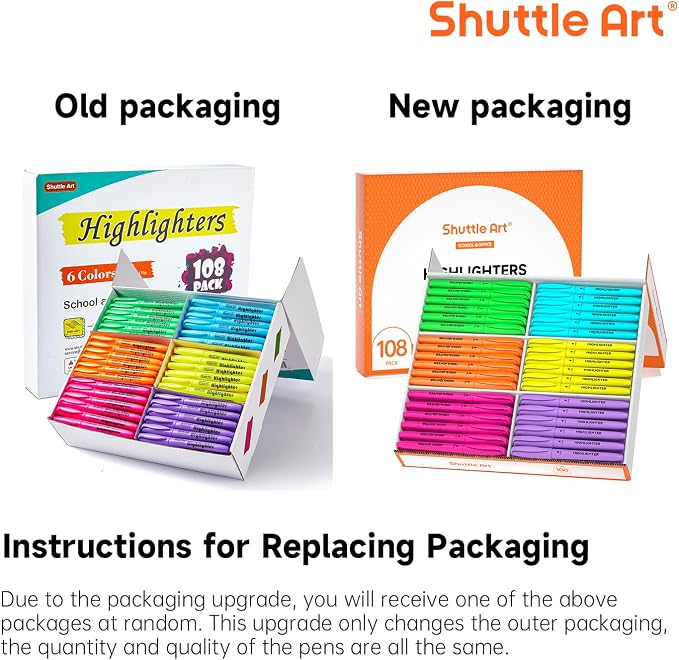 Shuttle Art 108 Pack Highlighters, Highlighters Assorted Colors Set, 6 Bright - Image 8