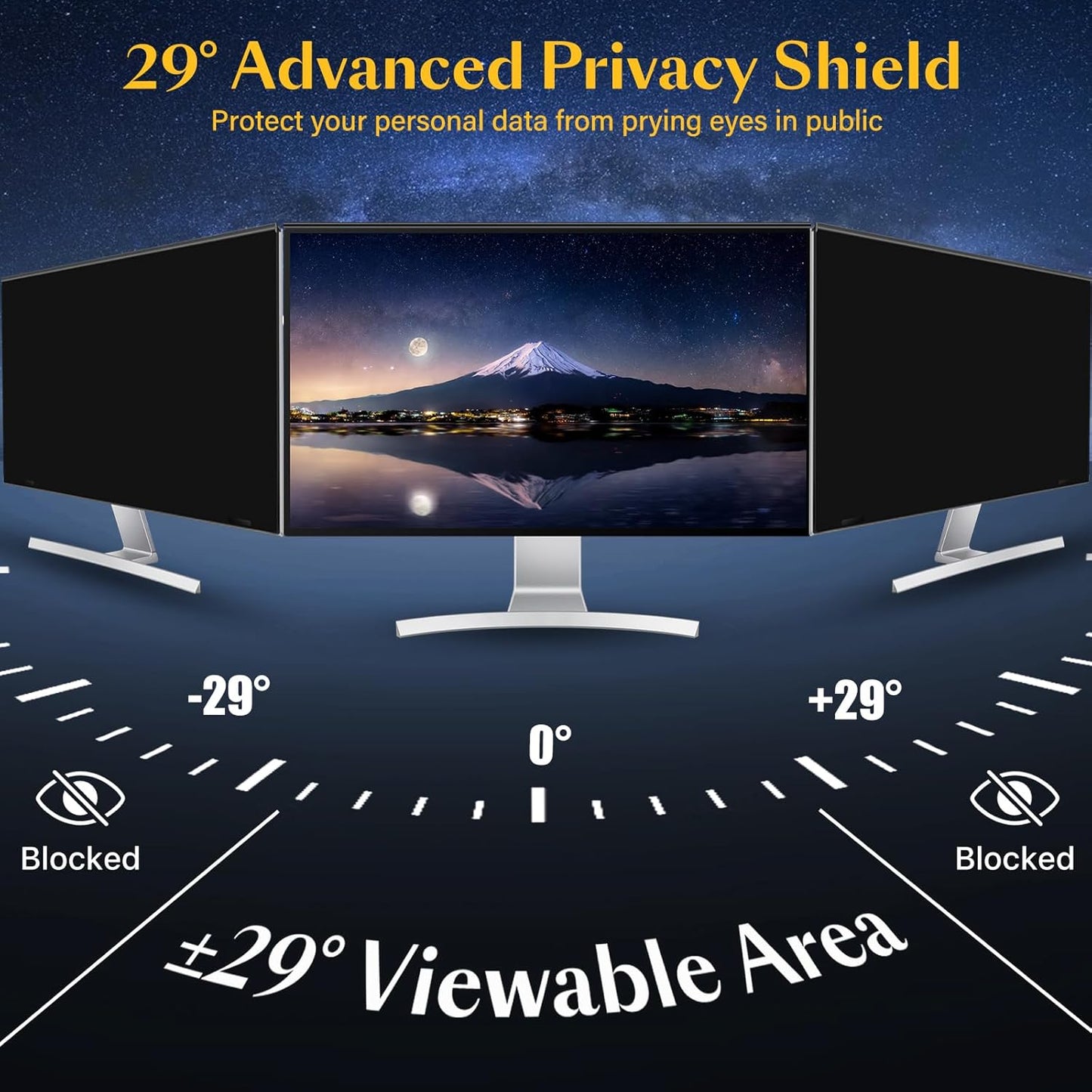 Magnetic Computer Privacy Screen Filter 24 Inch for Frameless Monitor Thin Bezel 16:9 Widescreen, 24in Hanging Removable Anti Blue Light Eye Protection Shield, Anti Spy Protector Panel