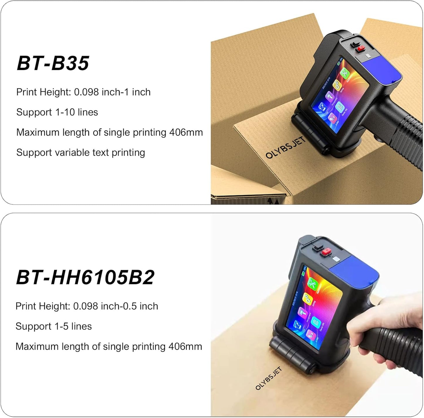 Handheld Inkjet Printer with LED Touch Screen for Code Date QR Logo Text Serial on Wood, Metal,Plastic,Pipe, Fabric,Cement, Leather and Glass Surface(Support 17 Language) (1inch/B35)
