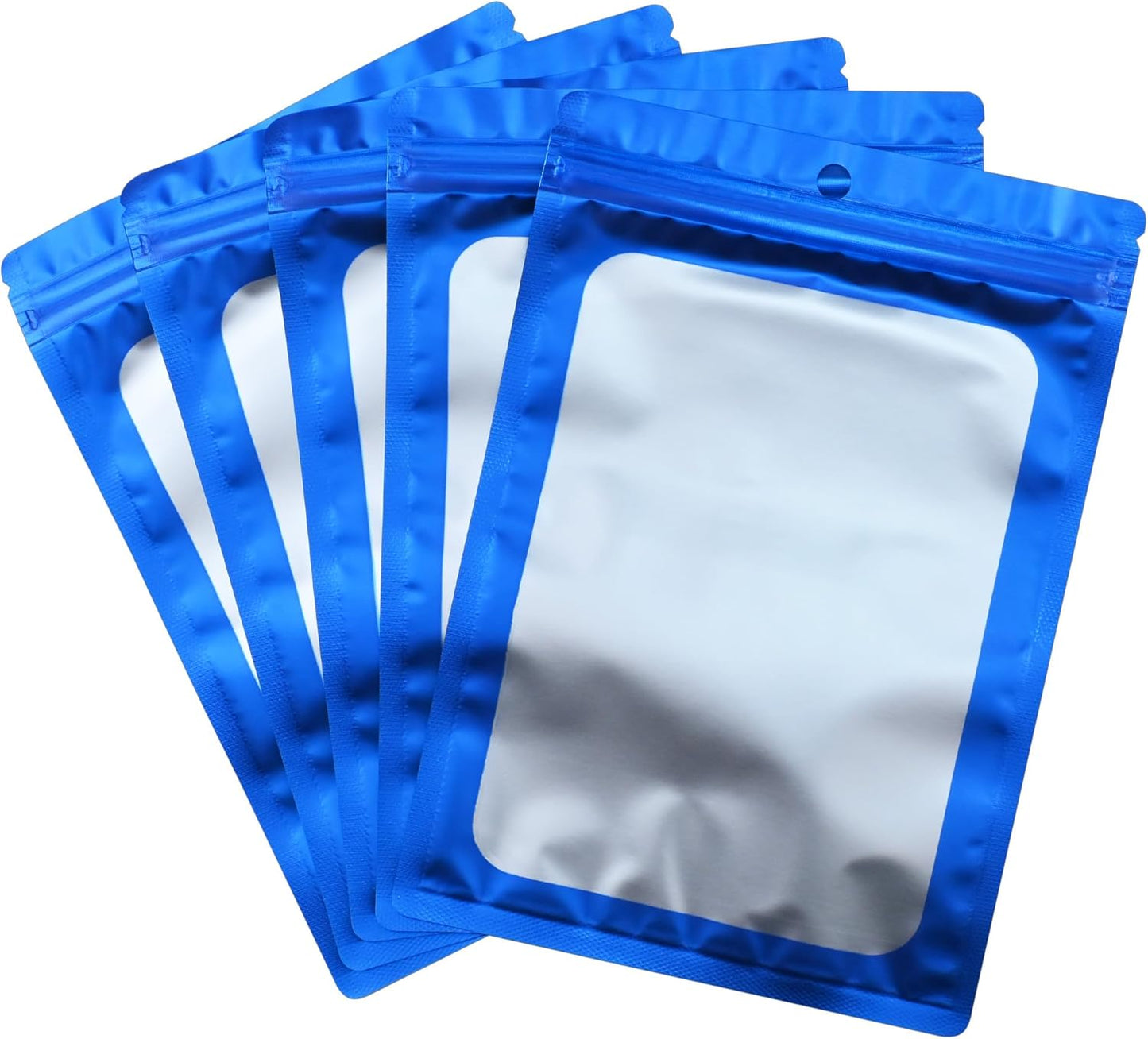 Resealable Mylar Pouch Bag Great for Office Home Party Favor Food Storage (100PCS, Blue Color, 3.5 x 6.3 inch)