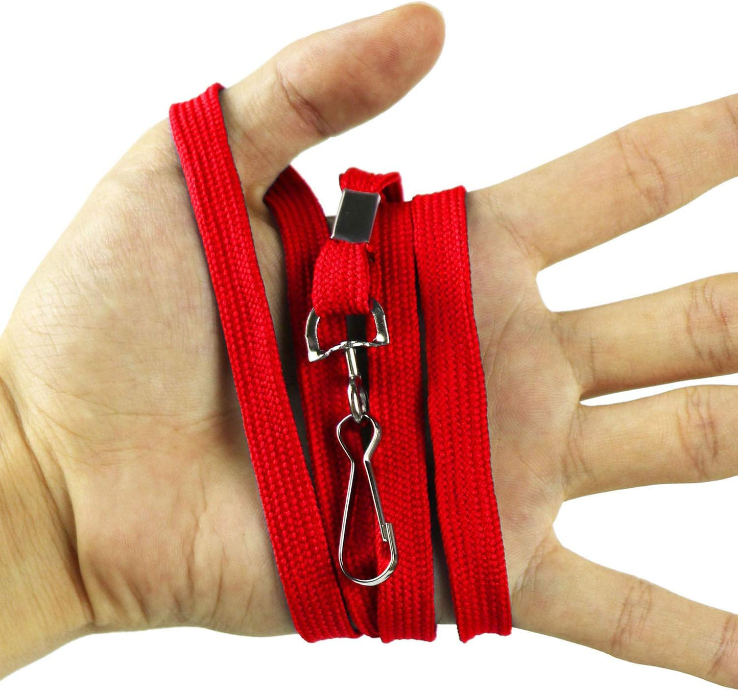 Ollain Badge Lanyards Flat Lanyard Swivel Hooks Durably Neck Bulk lanyards with Clip for Women/Men Business Card Lanyards ID Card Lanyards Employee Lanyards Students (Red, 100 Pack)