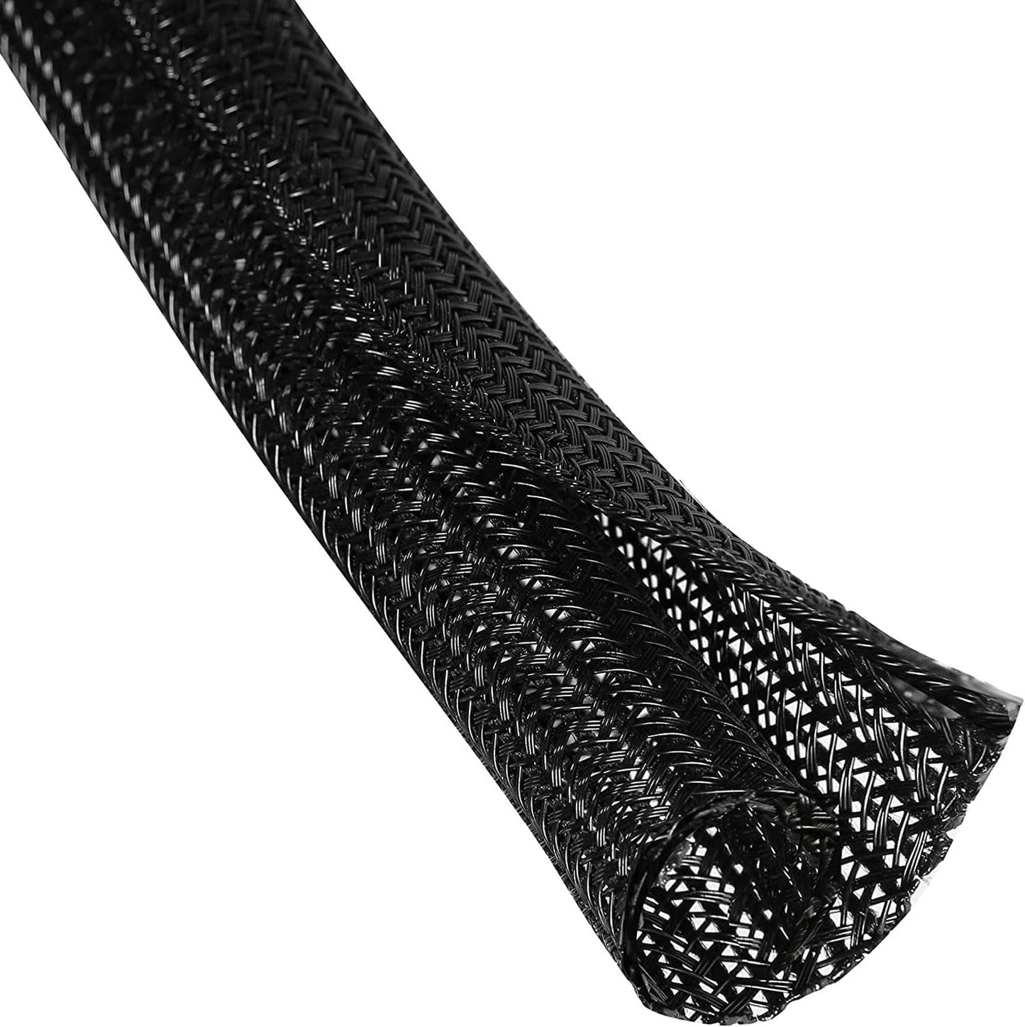 1/4" x 50ft Black Cable Sleeve Cover - Pet-Proof Cord Management System for Home Office Desk, Durable Wire Organizer Protector from Dog Cat Chewing, Flexible Cable Hider (Black)