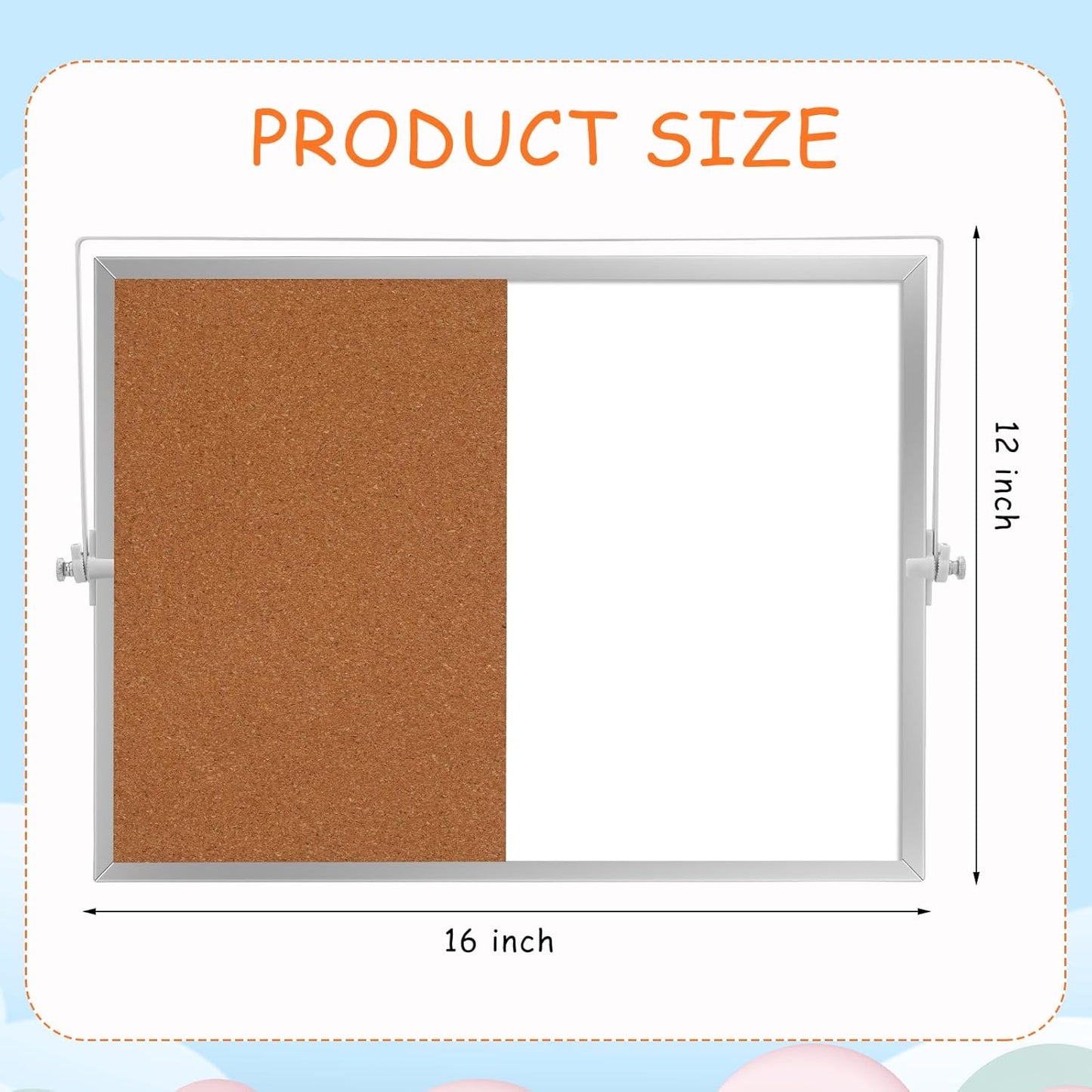 Bulletin Board White Board Combo Large Corkboard Whiteboard Combo 16'' x 12'' Dry Erase Magnetic Desktop Corkboard Whiteboard for Home College Office Gifts